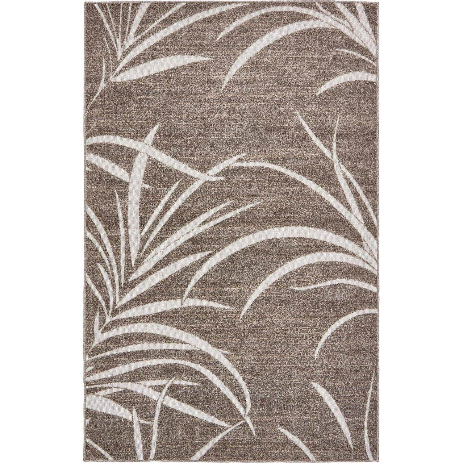 Unique Loom Orlando Botanical Rug &ndash; 5&times;8 Brown/Beige, Indoor/Outdoor, Stain & Fade Resistant, Polypropylene