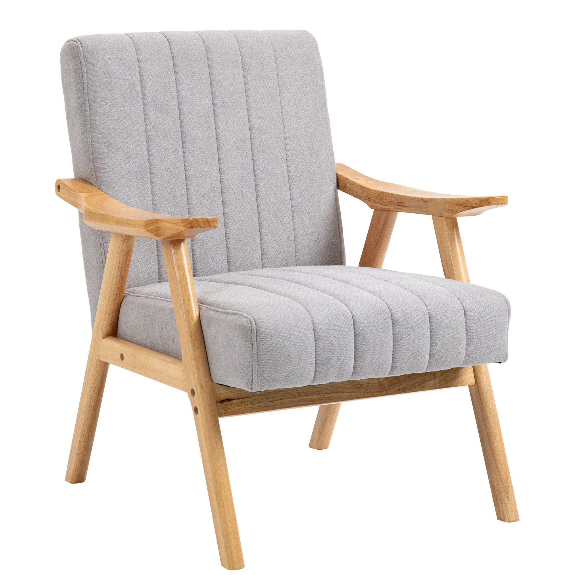 HOMCOM Polsterstuhl Skandi Design extra bequem Samt Hellgrau
