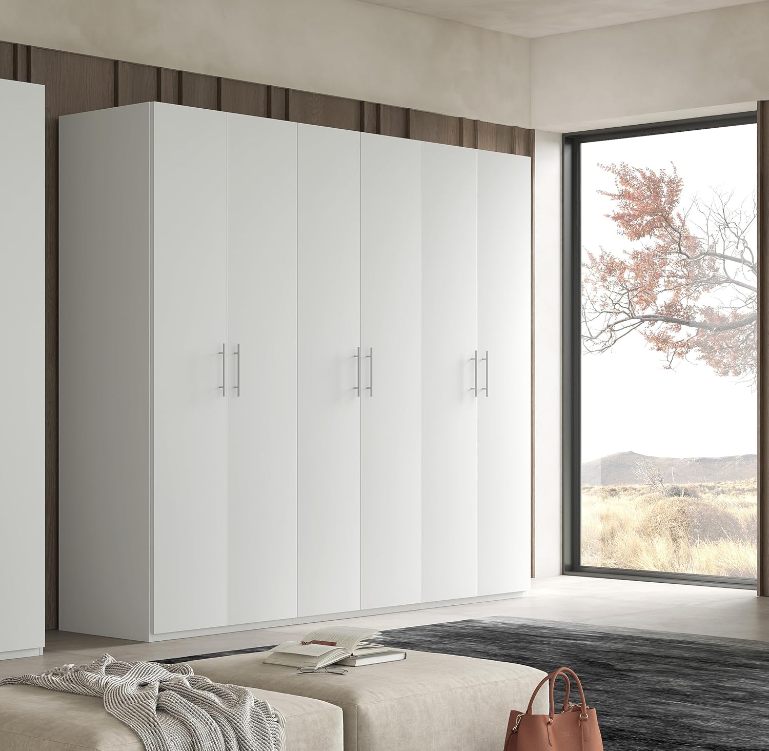 My Brand Germanvox Swift Wardrobe with 6 Doors Bedroom Matt White Made in Italy L.270 D.53 H.202 cm