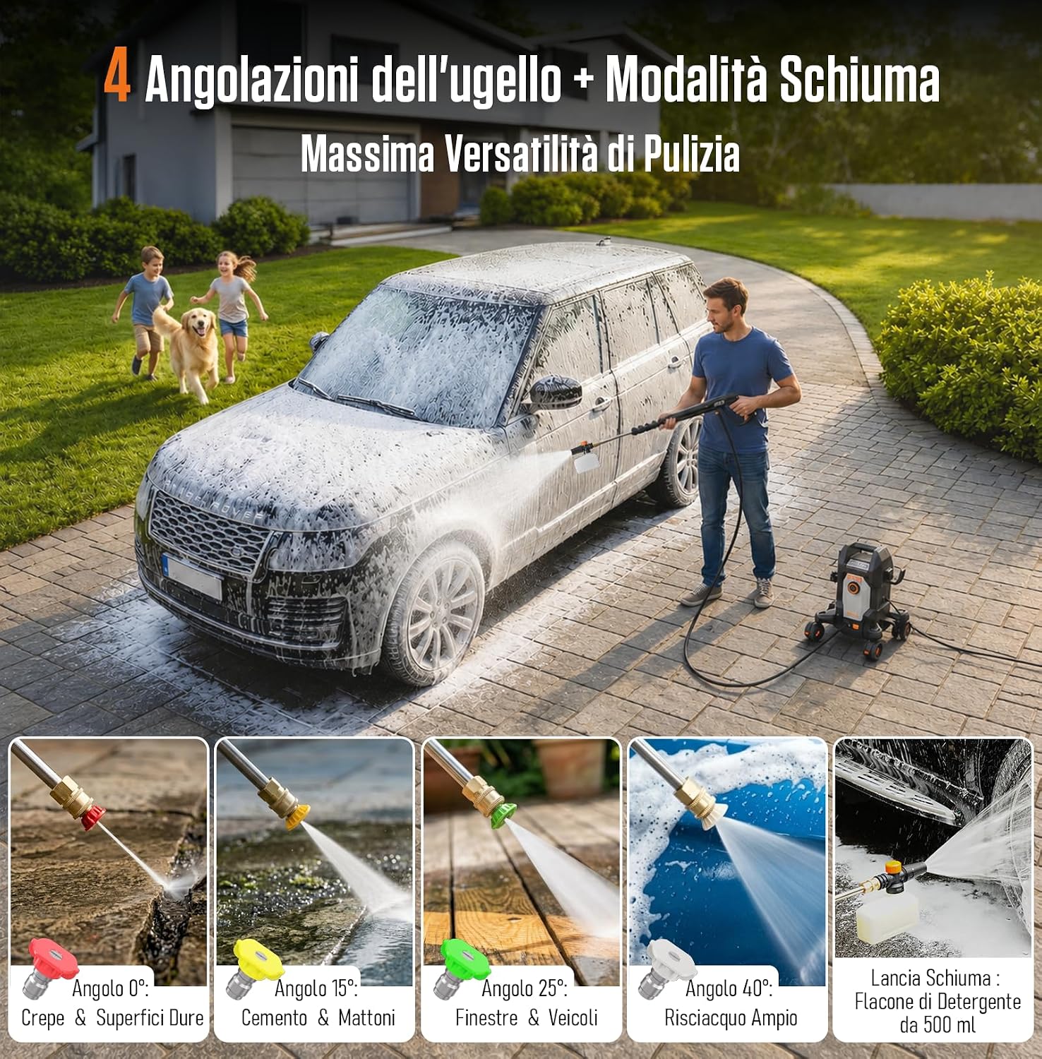 AIVOLT Idropulitrice ad Alta Pressione da 1800W, 170 Bar