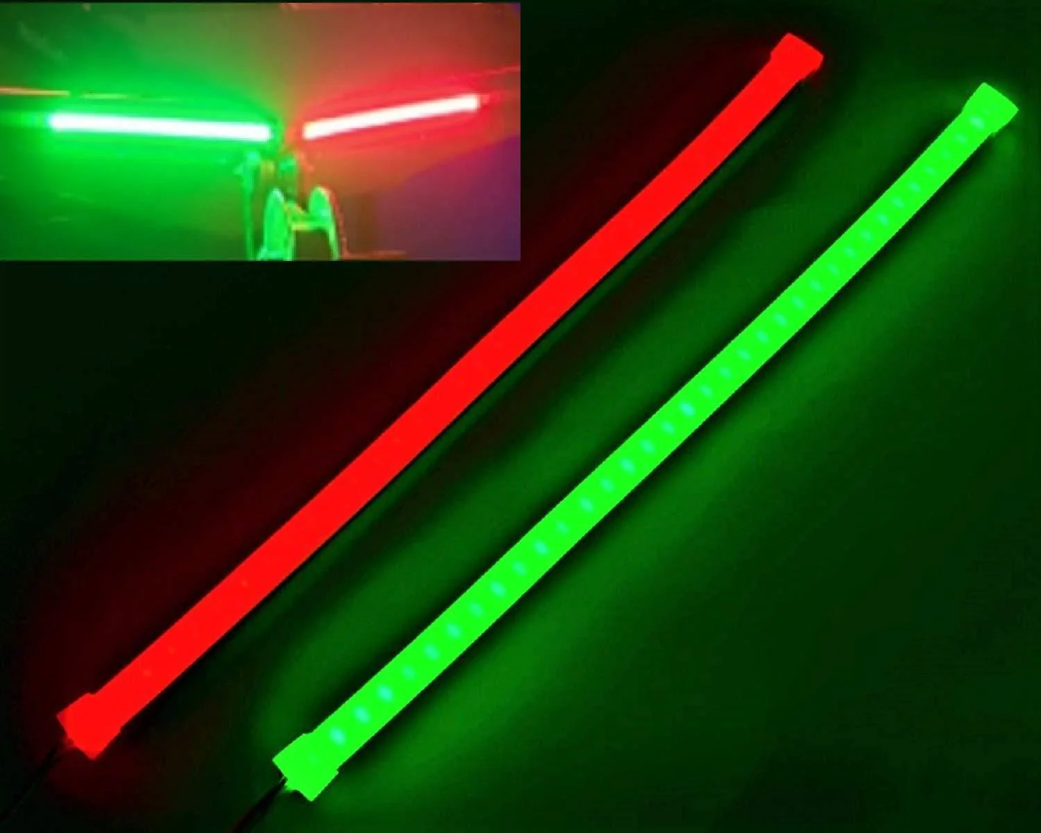 Pimp My Boat Neon Navigation LED Light Strips Red & Green for Bass Boats, Pontoons, Wave Runners, Kayaks, and Ski Boats
