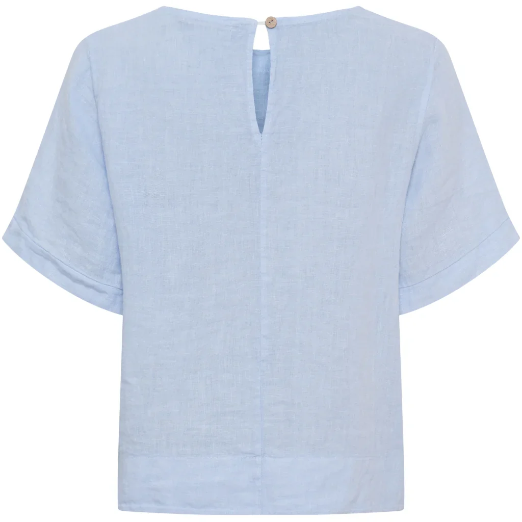 Sky Blue Linen Crew Neck Top by Marta Du Chateau