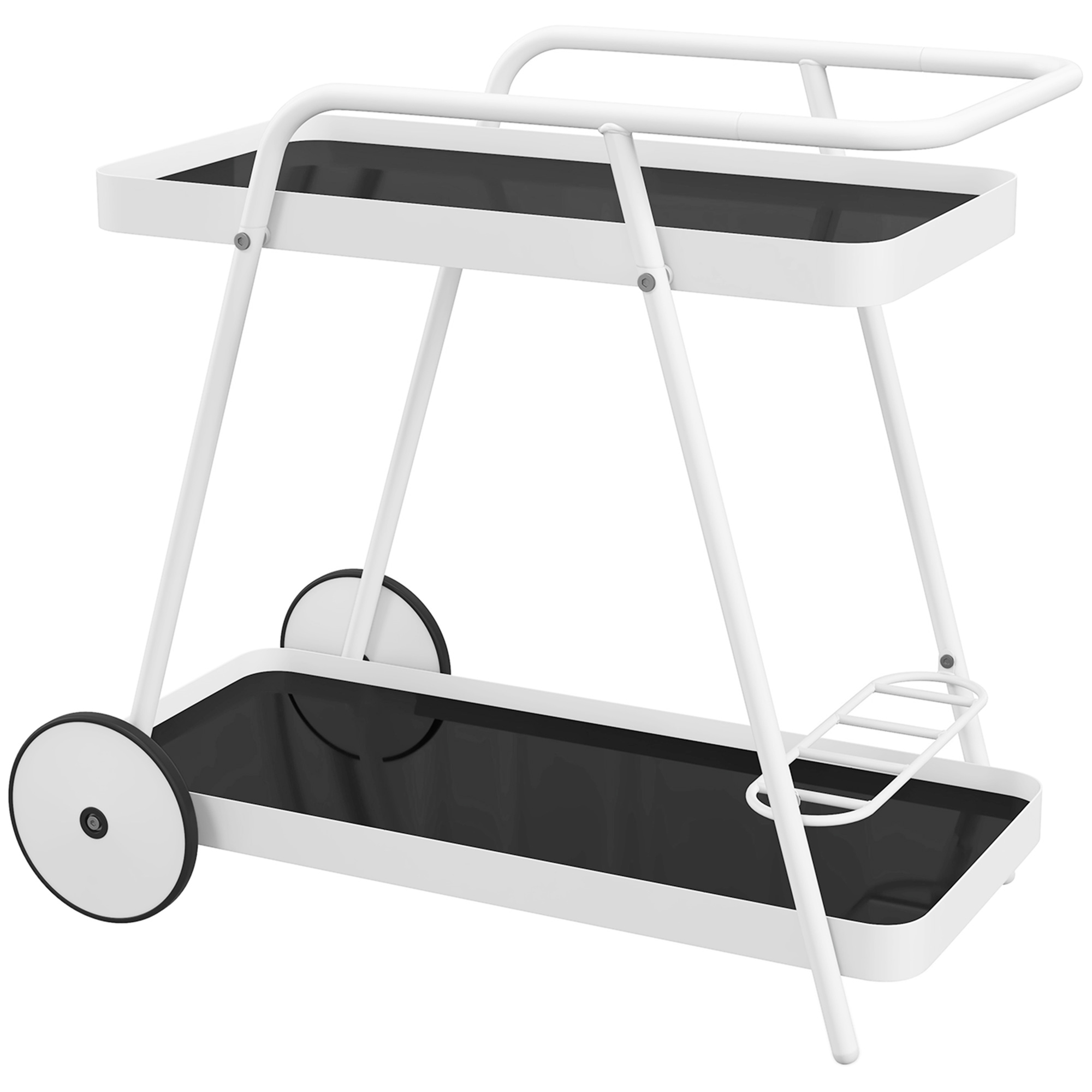 Outsunny Outdoor Servierwagen, 2-stöckig, Weinregal, Stahlrahmen, 86,5 x 51 x 78 cm, Schwarz/Weiß
