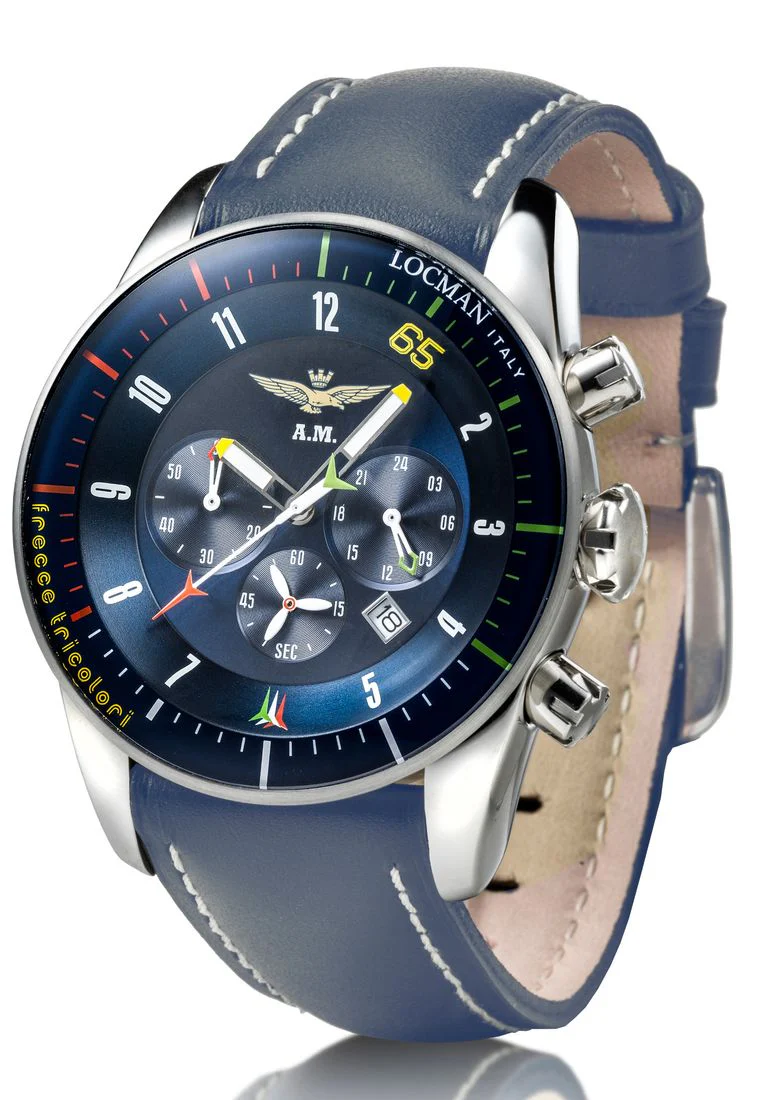 Orologio Locman Aviatore crono Frecce Tricolori cinturino in pelle blu