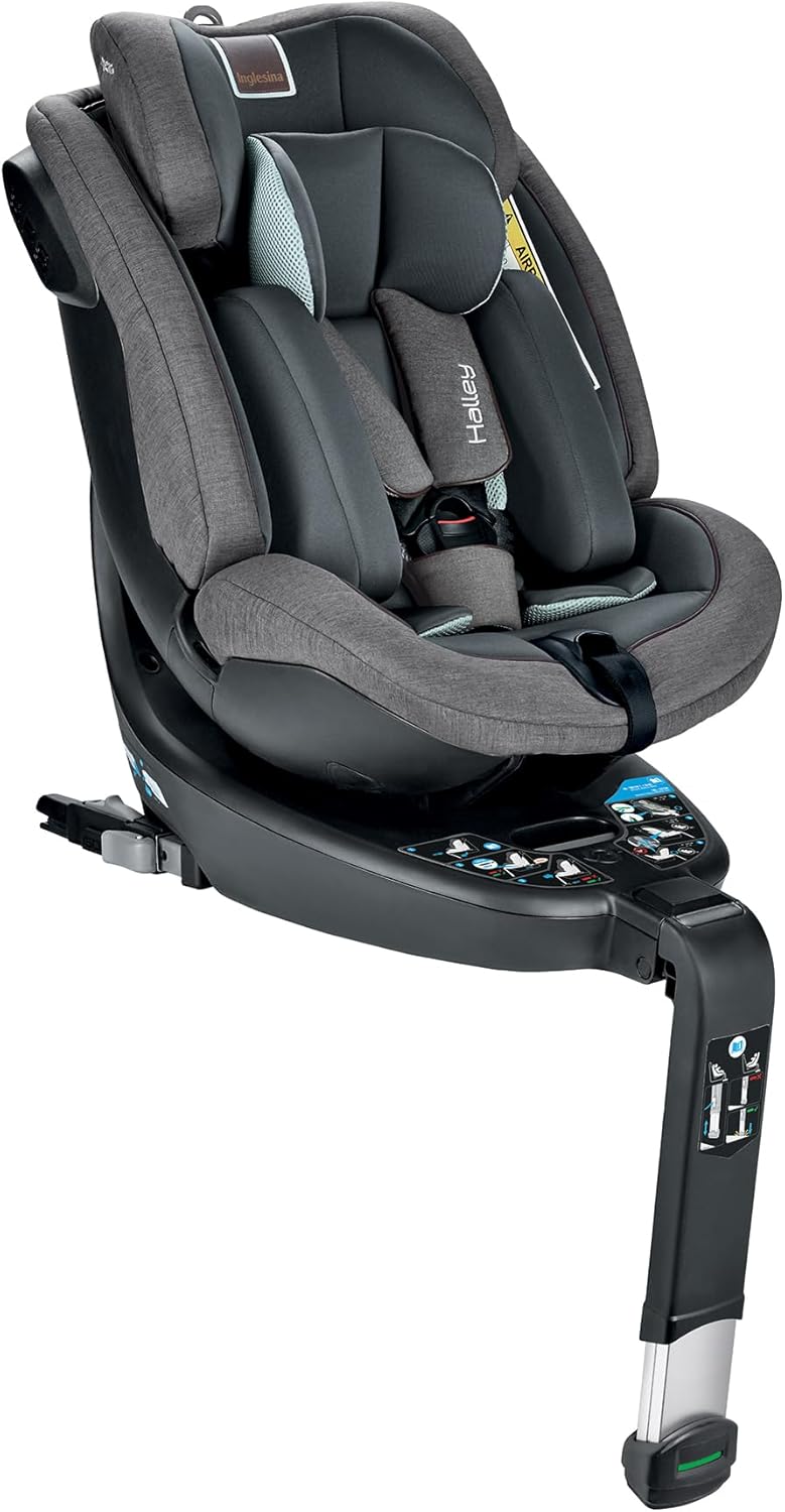Inglesina Halley, Seggiolino auto rotante 360, Da 0 a 7 Anni Circa, da 40cm 125 cm, Grey