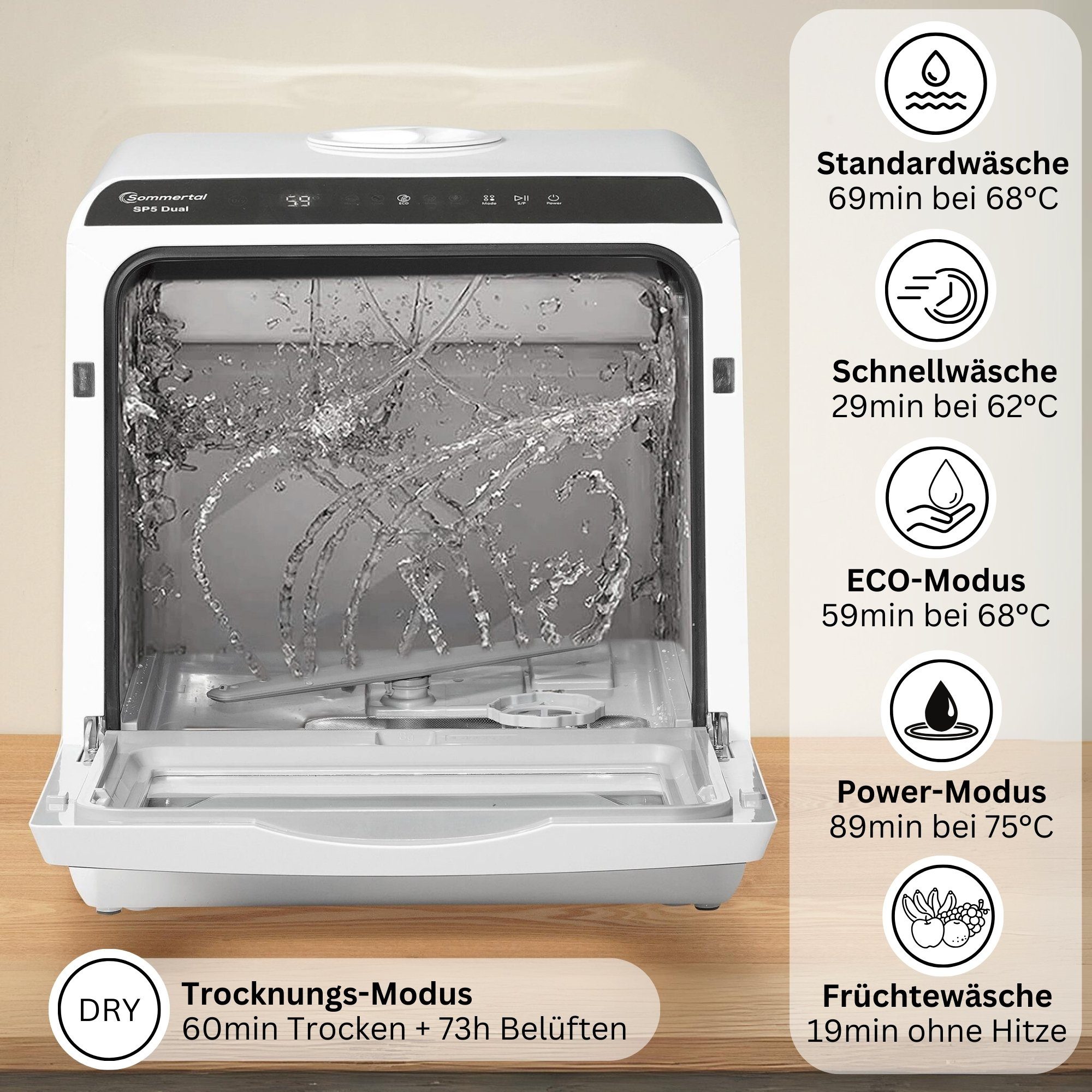 Tischgeschirrspüler Sommertal Küchengeräte Sommertal Tischspülmaschine SP5