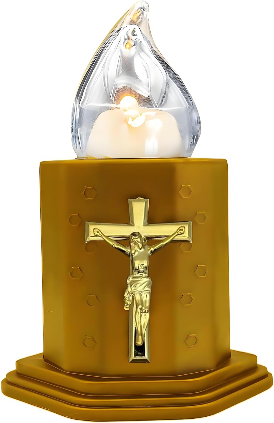 WARM RAY Candele a LED per cimiteri e chiese candele a batteria con effetti fiamma oscillante resiste pioggia sole durata 210 giorni (ORO)