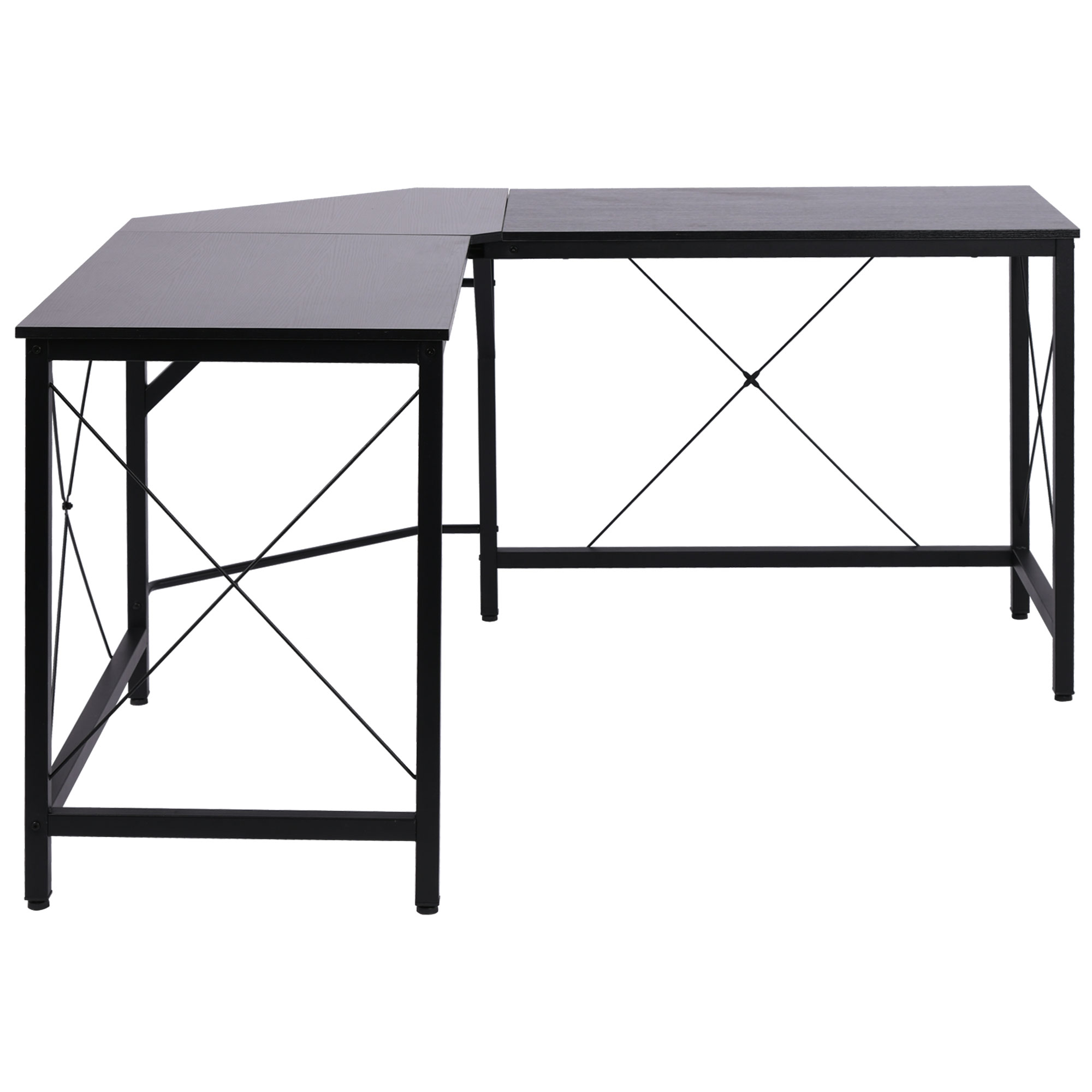 HOMCOM Computertisch Schreibtisch L-Form Eckschreibtisch Winkelschreibtisch MDF Schwarz 150 x 150 x 76 cm