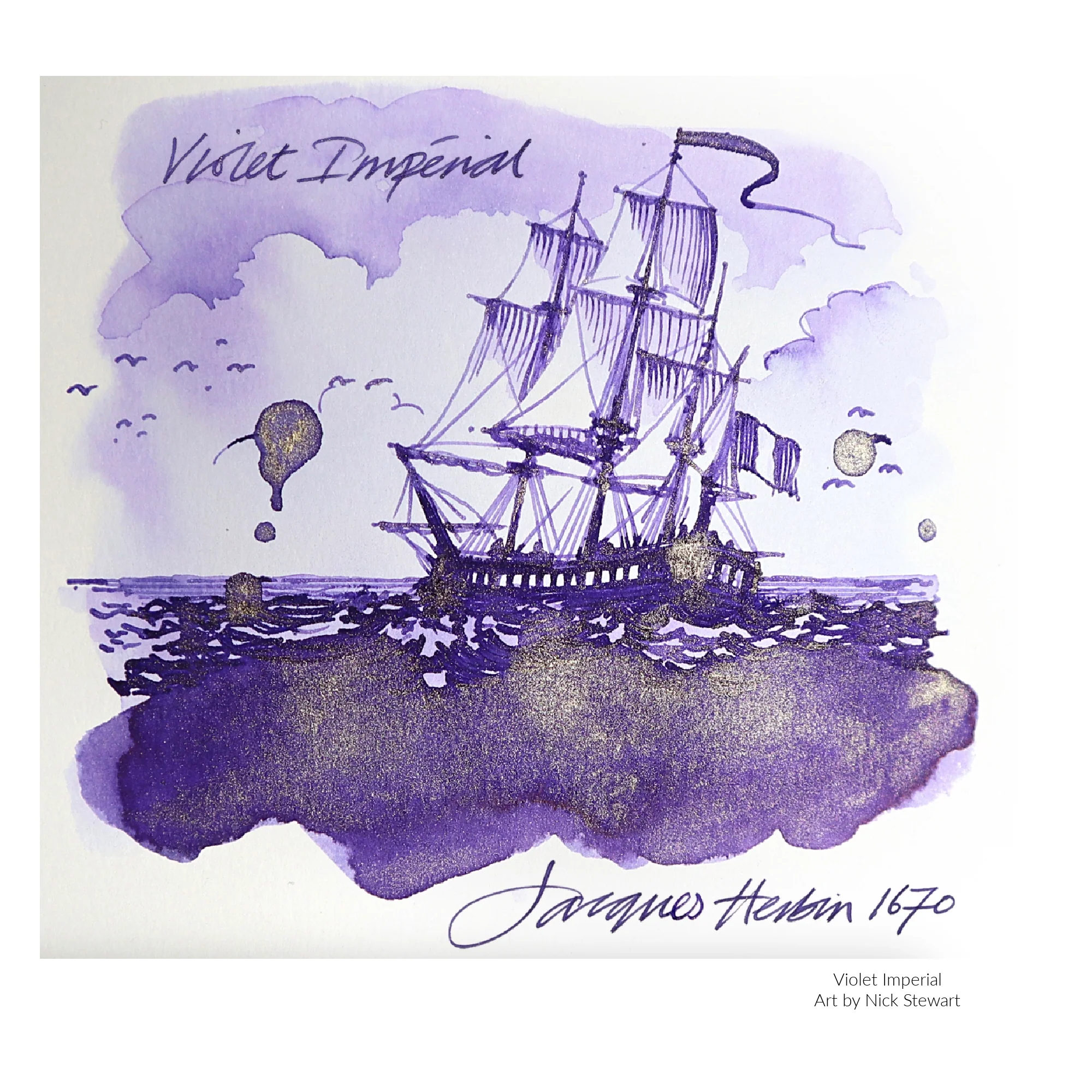 J. Herbin 1670 Ink with Gold Shimmer - Violet Imperial