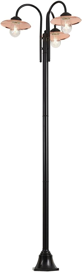 Qazqa Modern außen Pollerleuchte, Wegeleuchte, Pollerlampe für den Garten - Munich - Schwarz, max. 15W, Geeignet für LED, 235cm, IP44, 3-flammig