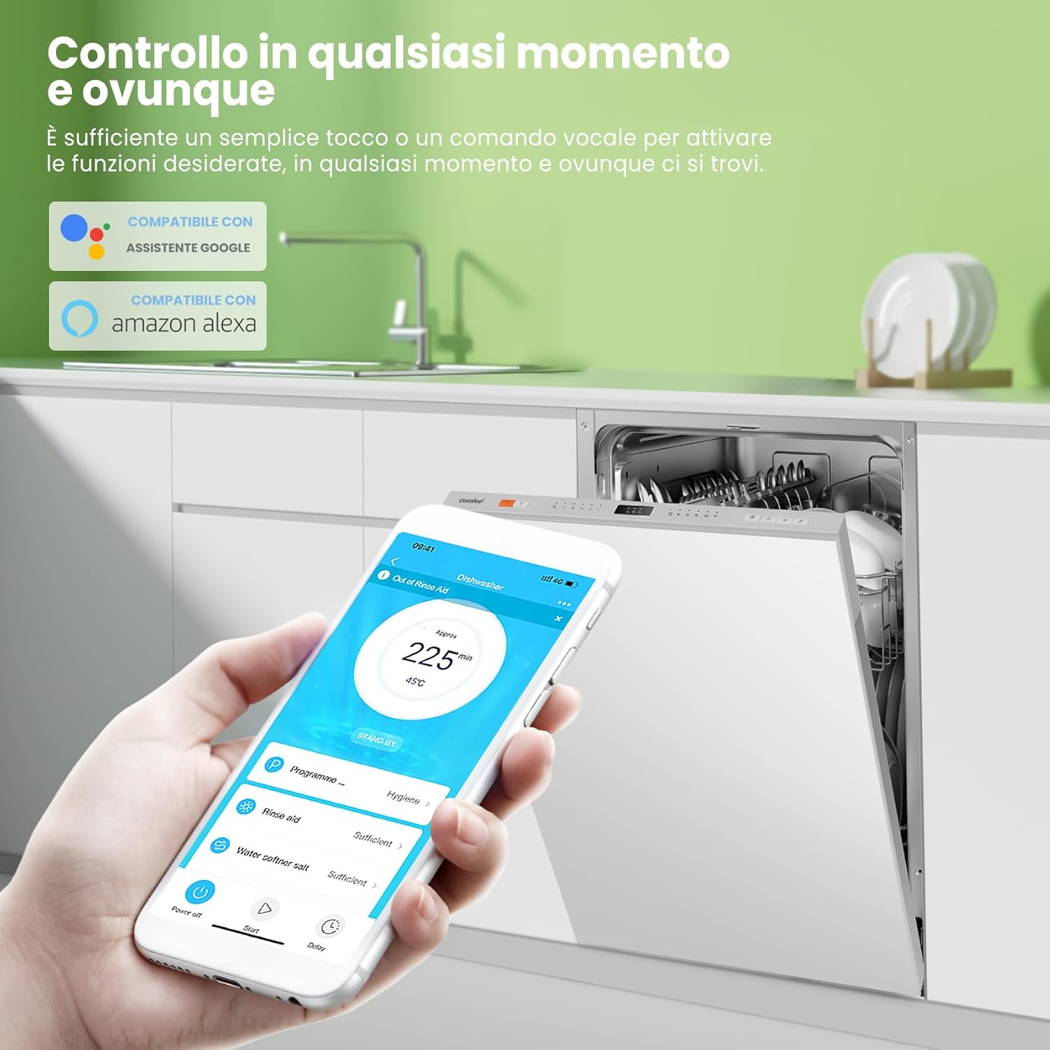 CDWEB914S-W Lavastoviglie da Incasso con 10 coperti, 8 Programmi, di avviamento ritardato, Funzione di Mezzo Carico, cloud wash, Asciugatura Extra - Inox