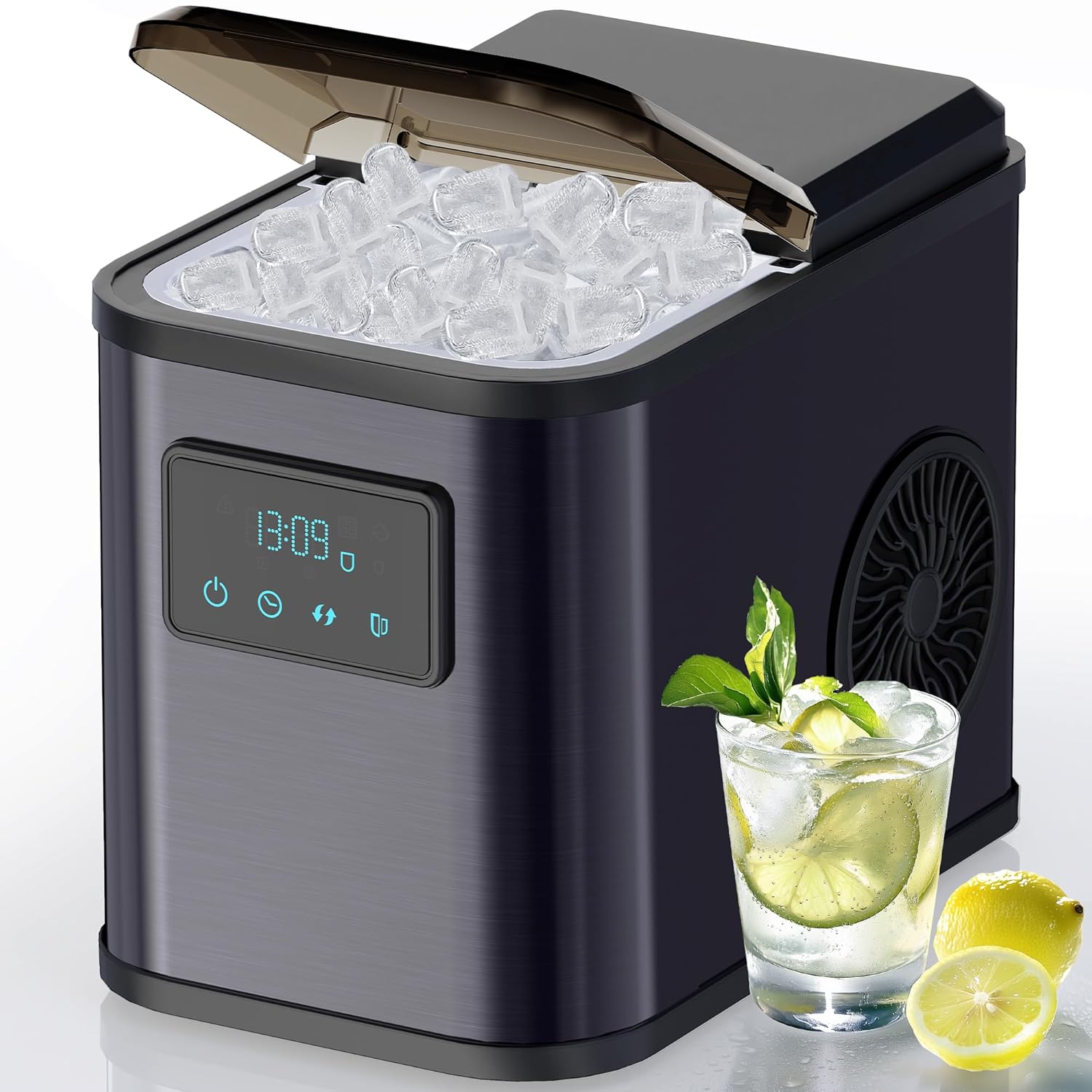 KeeGone Ice Maker Ice Maker Self-Cleaning Ice Machine Water Tank 2 Litres 15 kg in 24 H 2 Sizes of Ice Cubes Machine for Home/Kitchen/Office/Bar