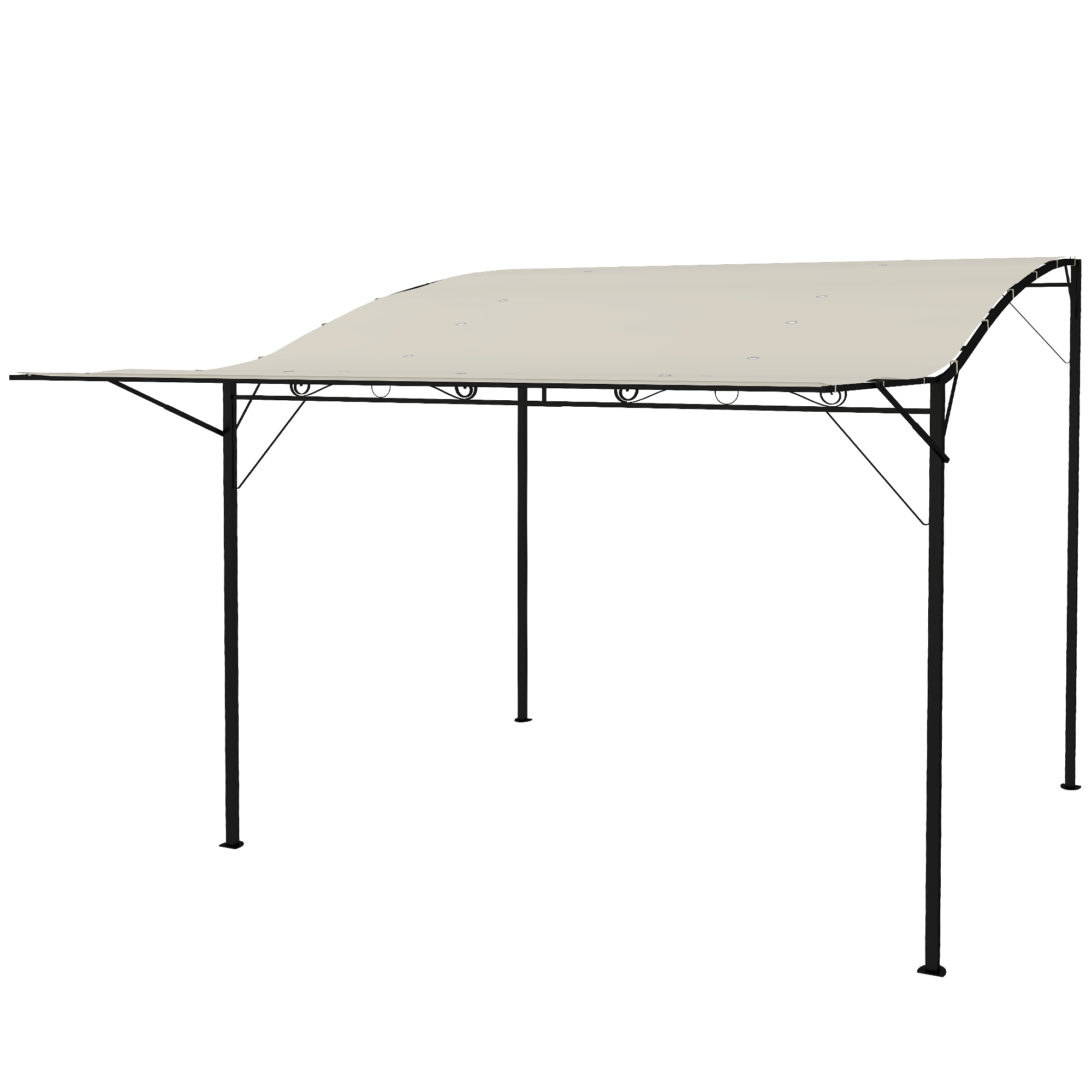 Outsunny Pavillon mit klappbarer Dacherweiterung wetterfest 3 x 2,5 m Cremeweiß
