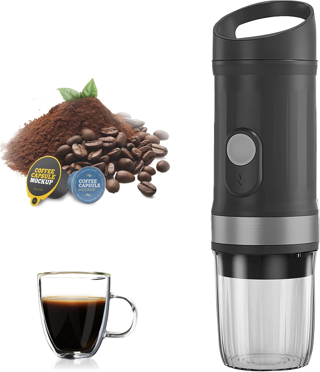 Buithafu Macchina per caffè espresso portatile compatibile con Nespresso & Dolce Gusto Capsule, Nero