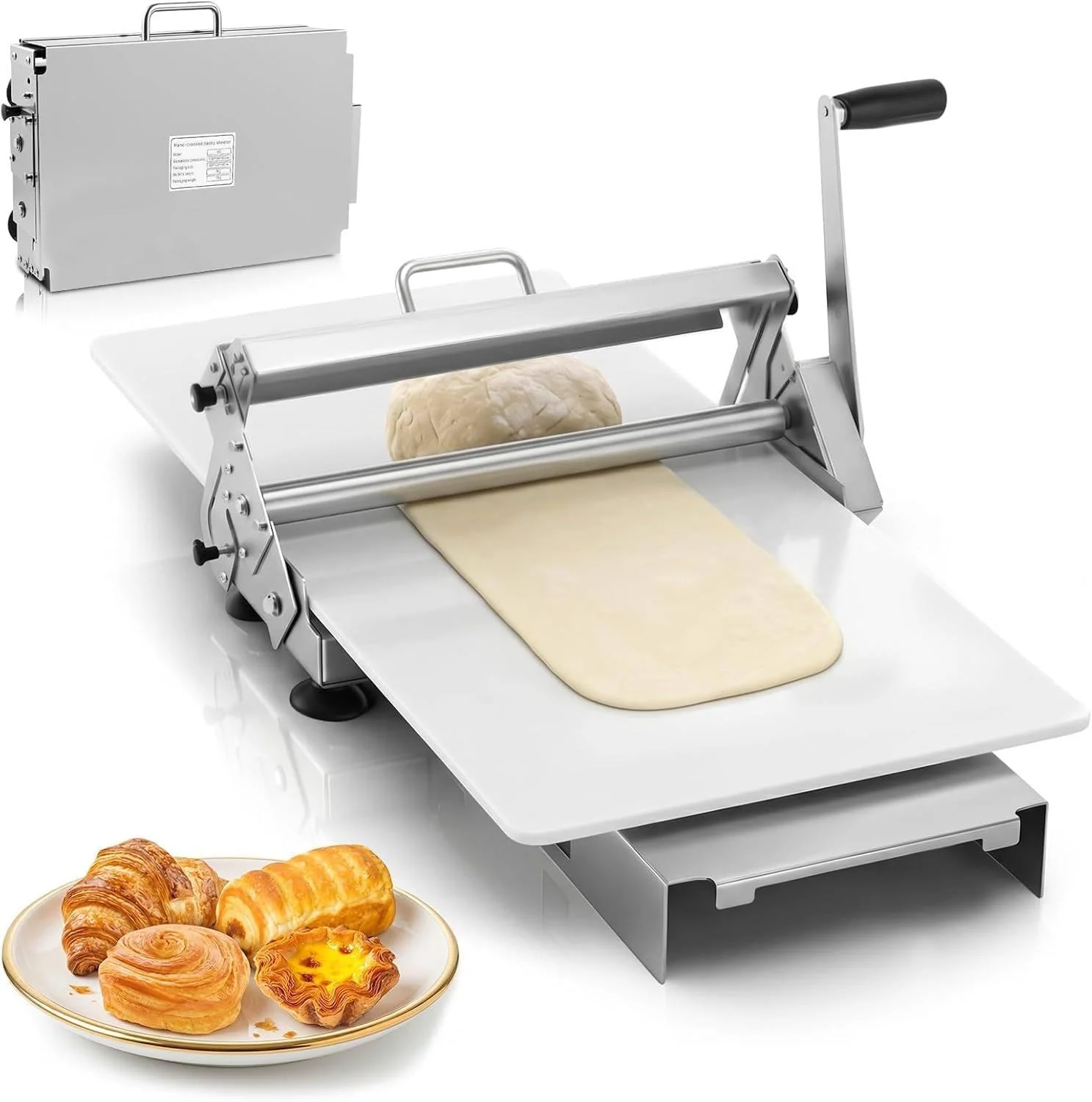 Handkurbel Teigausrollmaschine, Ausrollmaschine Pasta 30×60cmPanel