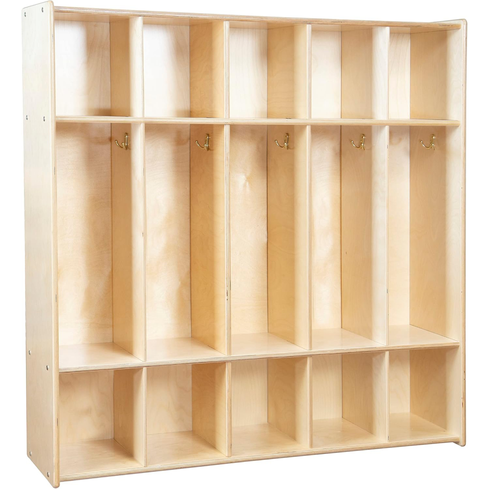 Montessori 5-Section Coat Locker & Backpack Hanger, Wooden