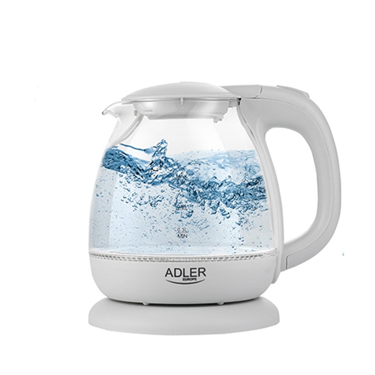 Wasserkocher AD 1283 Glas-Wasserkocher 1 L - 1100 W mit LED-Beleuchtung, Grau