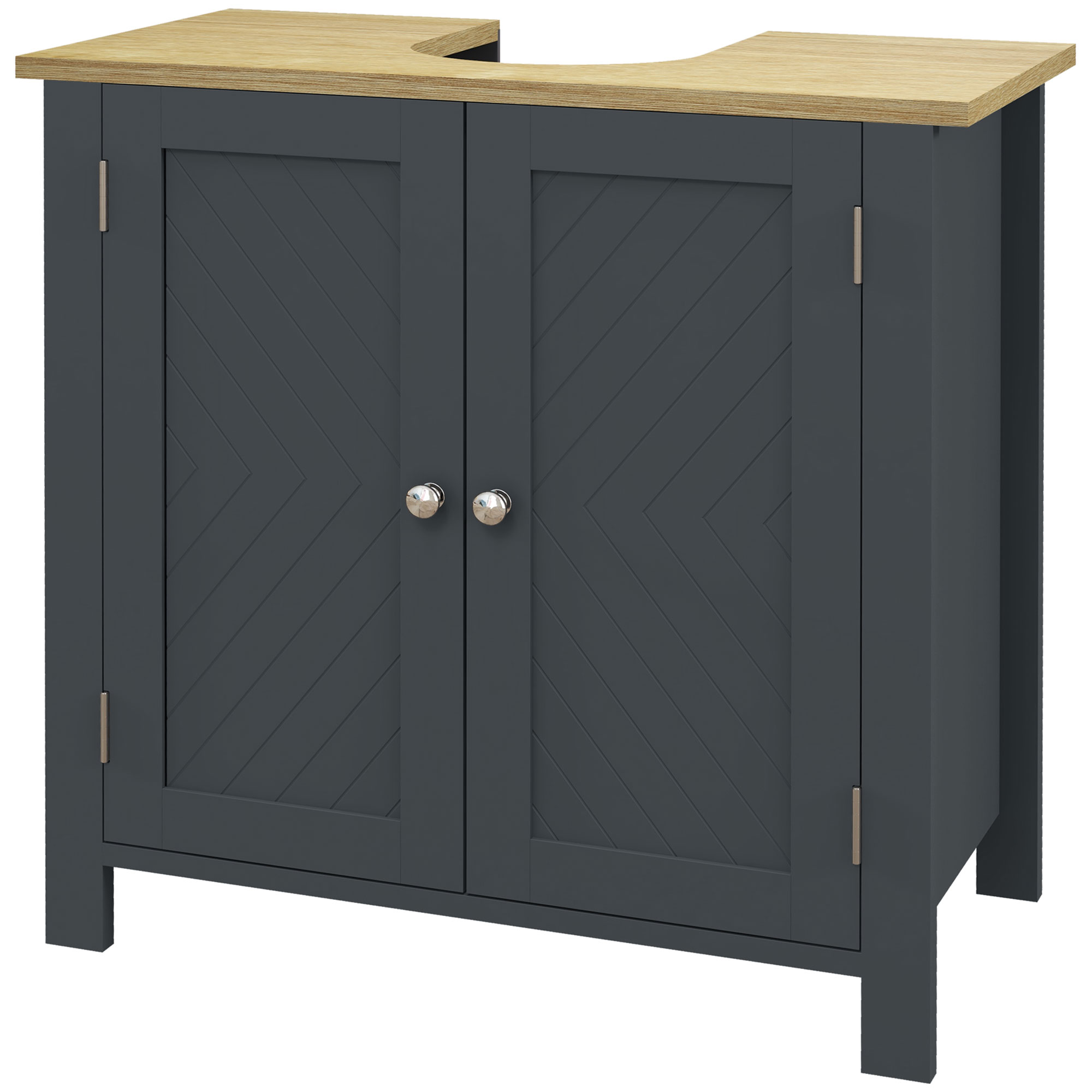 kleankin Unterschrankmöbel aus Spanplatte und MDF mit 2 Türen und verstellbarem Innenregal, 60x30x60 cm, Dunkelgrau