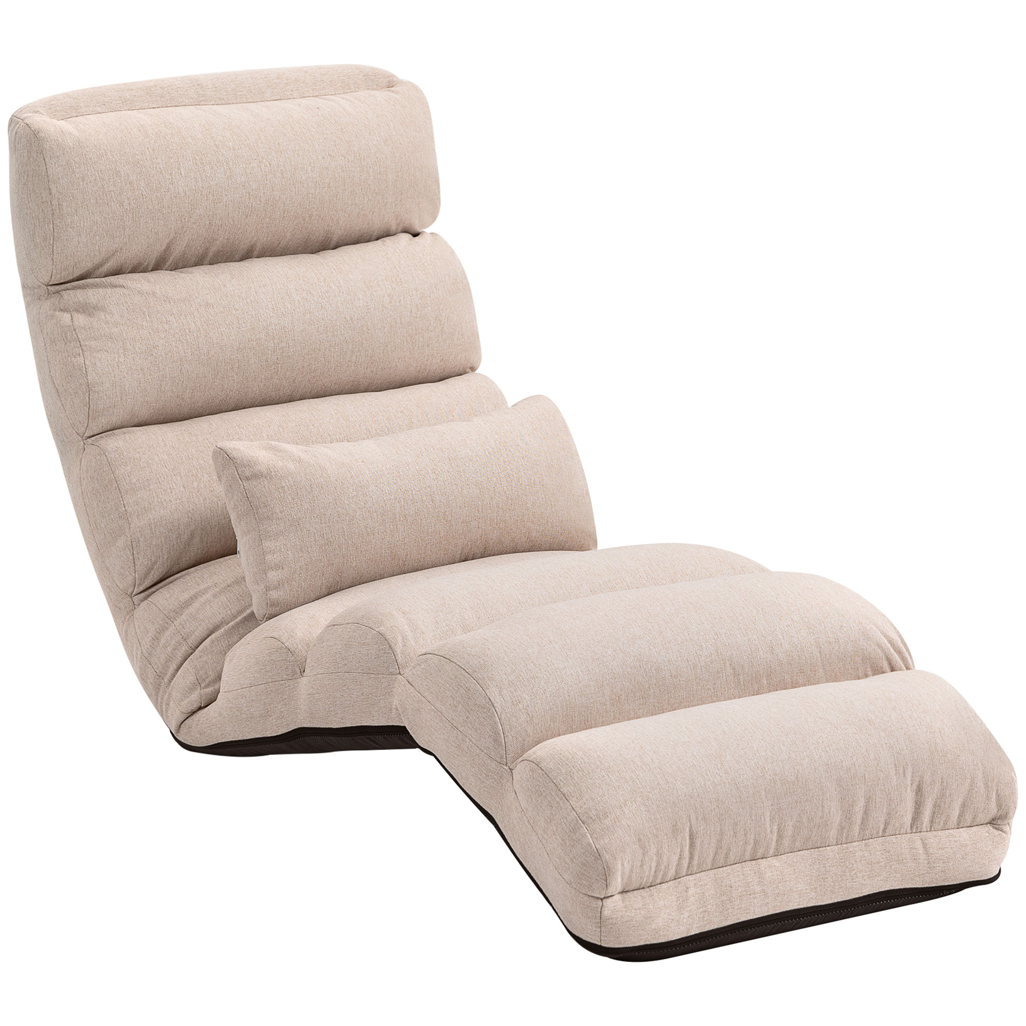 HOMCOM Einzelner Schlafsessel mit verstellbarer Rückenlehne und Kopfstütze in 5 Positionen, 58x119x78cm, beige