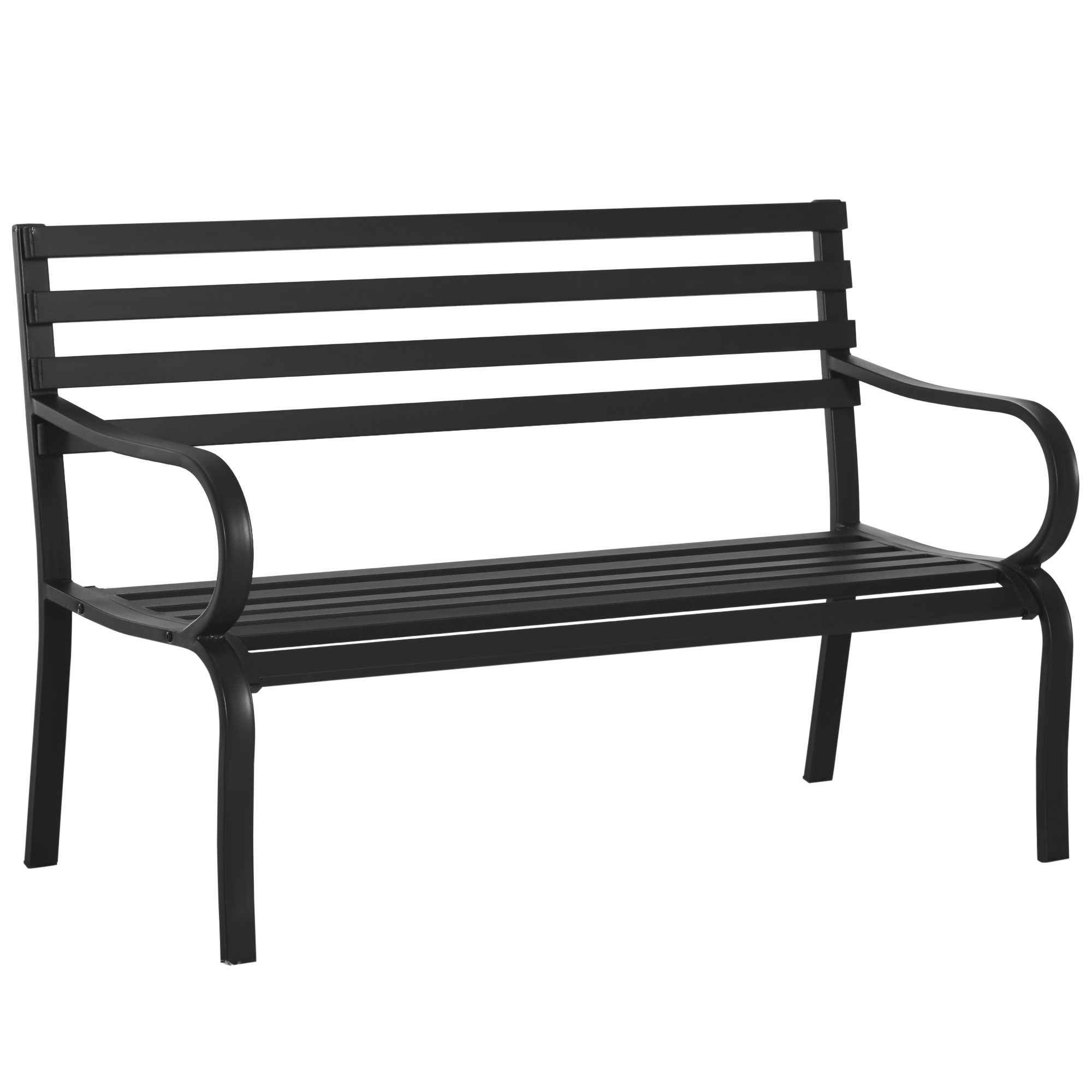 Outsunny 2-Sitzer Gartenbank Sitzbank 240kg belastbar Bank Gartenmöbel für den Innen- und Außenbereich geeignet 127 x 58 x 82 cm Schwarz