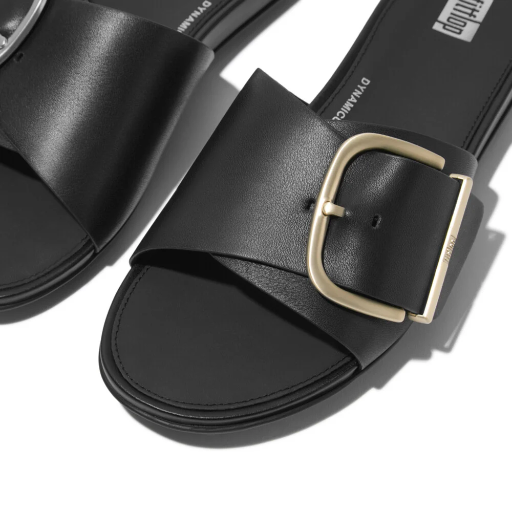 FitFlop Gracie Maxi-Buckle Lederpantoletten Black