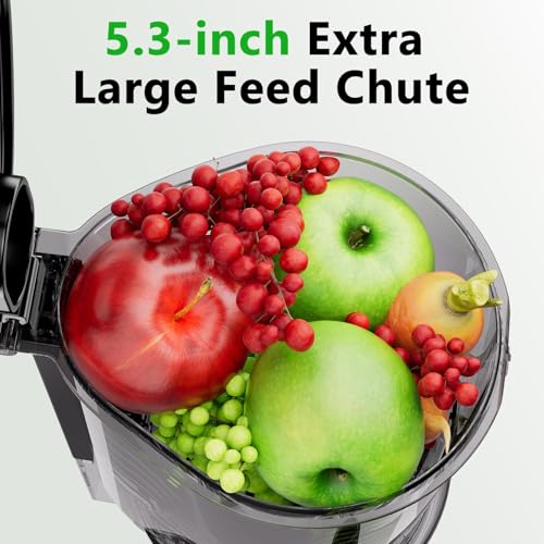Cold Press Juicer Machines, 5.3 inch Extra Large Feed Chute Easy to Clean Fruit Vegetable Jugos Professional Slow Masticating Juicer Machine Bpa Free: Home & Kitchen