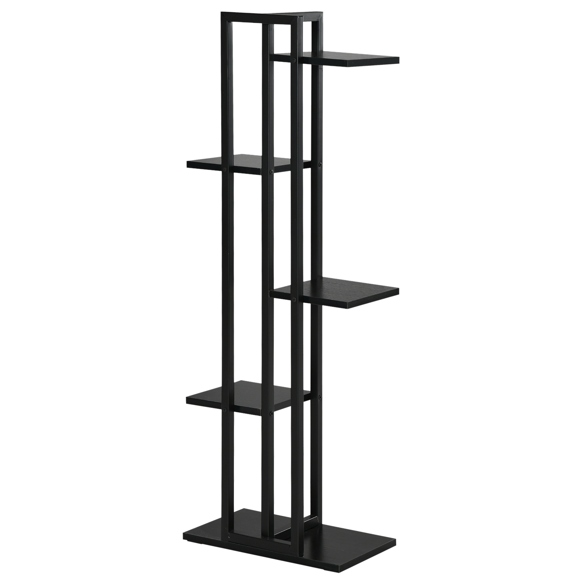 Outsunny Blumenleiter mit 5 Etagen für Innen und Außen aus MDF und Stahl, 40x22x113 cm, Schwarz