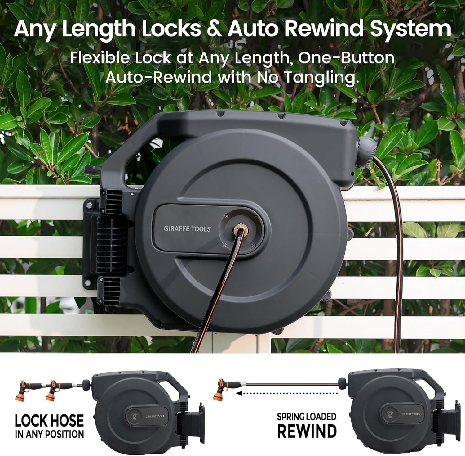 Giraffe Tools AW505/8 Retractable Garden Hose Reel 5/8