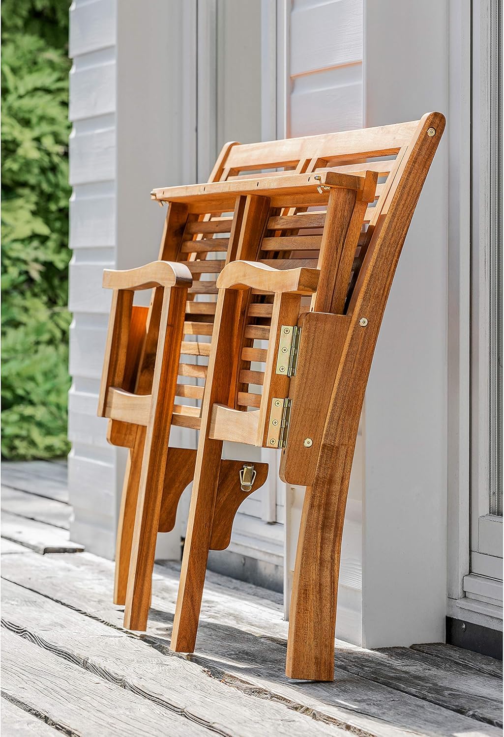 Dehner Klappbank Douglas, 2-Sitzer, ca. 119 x 62 x 90 cm, aus FSC® - zertifiziertem Akazienholz, natur