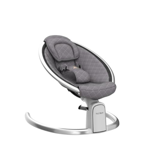 Hot Mom dondolo neonati,sdraietta neonati Elettrica,Blocco, Timer,Bluetooth (Grigio scuro) : Prima infanzia