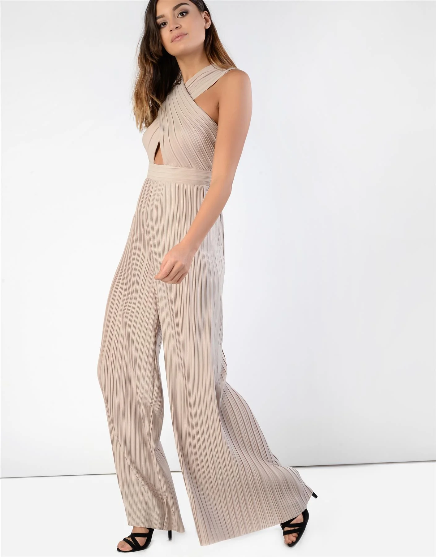 Antonella Stone Pleated Open Back Jumpsuit
