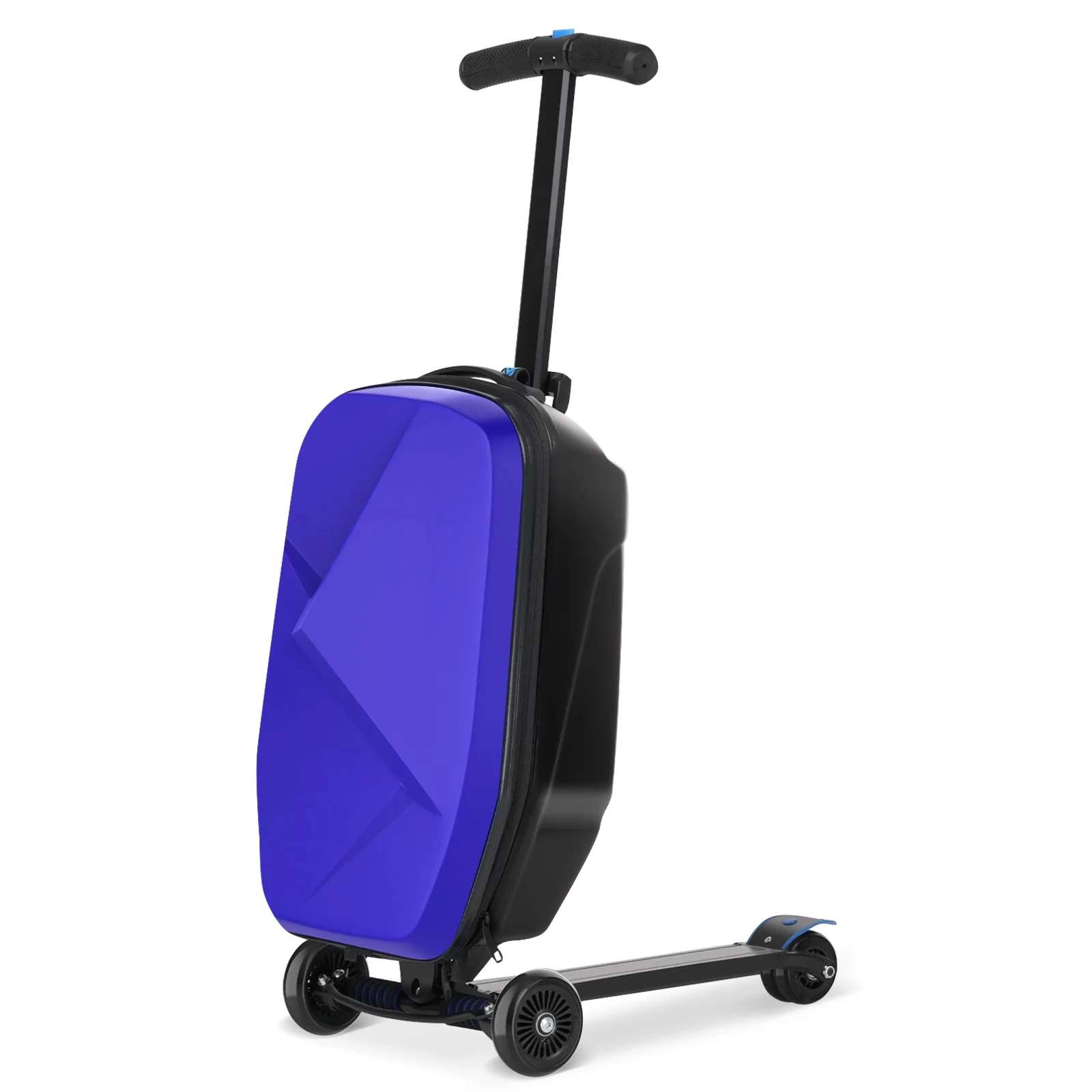 Advwin Scooter Luggage for Kids & Adults, Hardside Ride on Suitcase for Kids Ages 4-15 Multifunctional Lightweight Foldable Carry on Luggage with Wheels Ride on for Children Teenagers, Pink