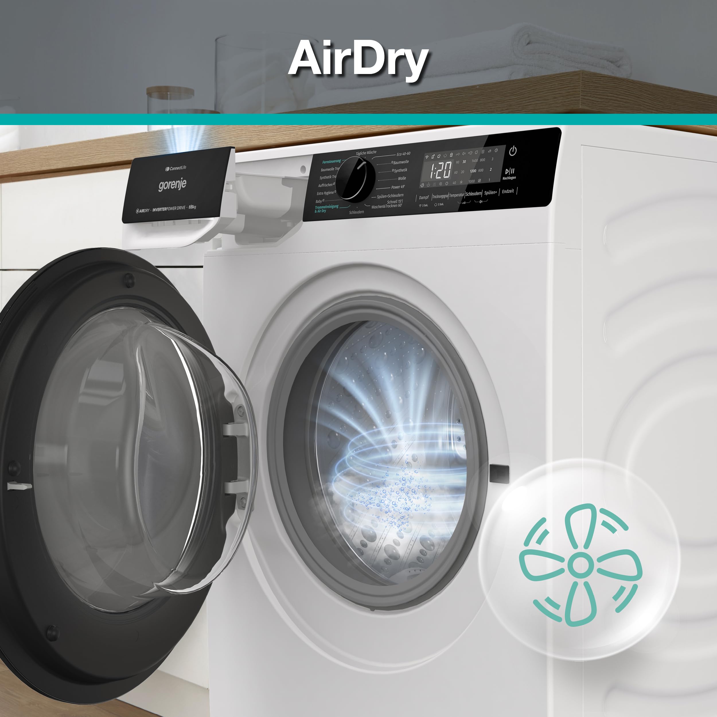 Waschtrockner 8 kg Waschen 5 kg Trocknen 1400 U/min, 16 Programme mit ConnectLife, AirDry und AllergySteam, Energieklasse A-30%