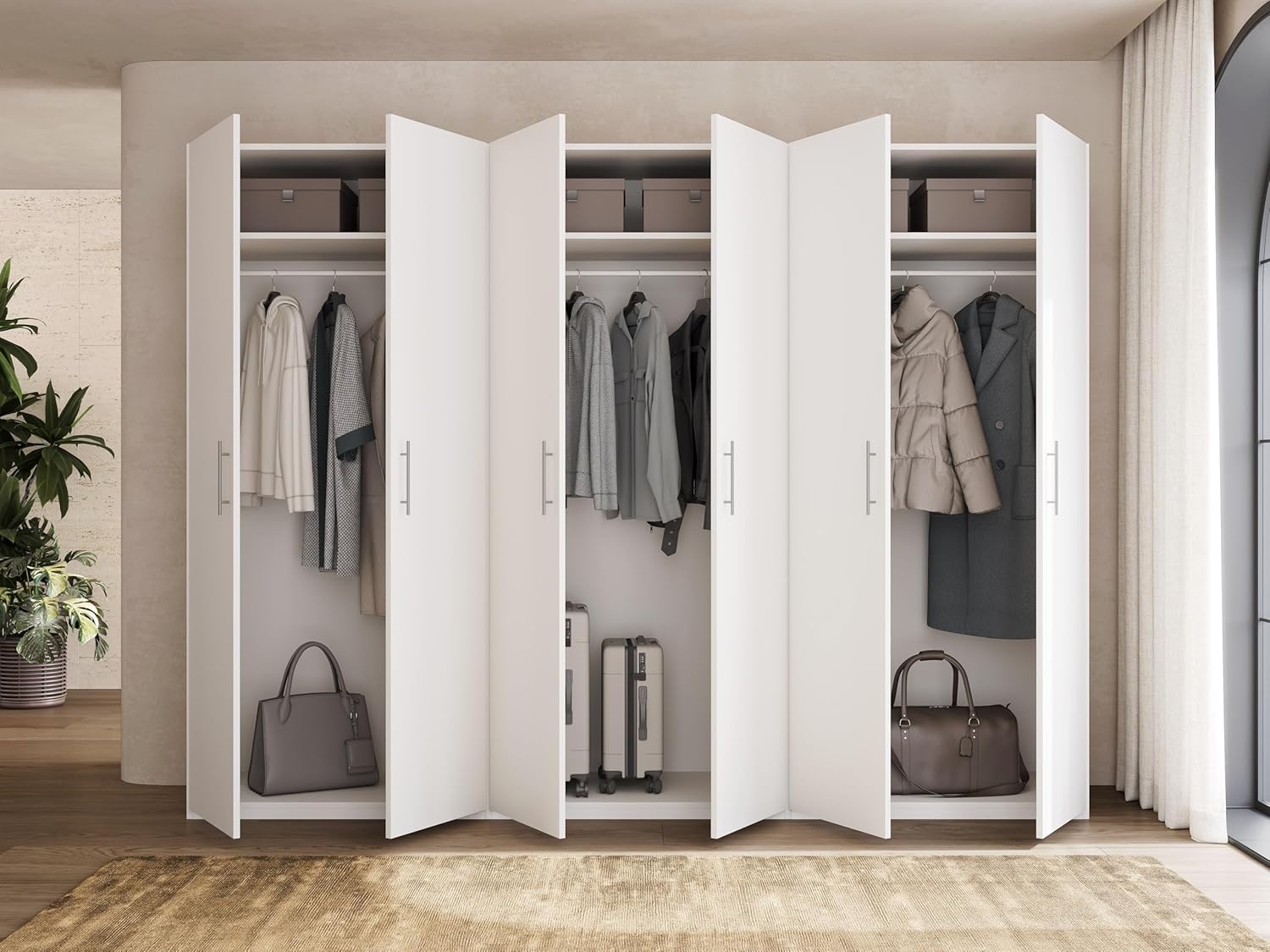 My Brand Germanvox Swift Wardrobe with 6 Doors Bedroom Matt White Made in Italy L.270 D.53 H.202 cm