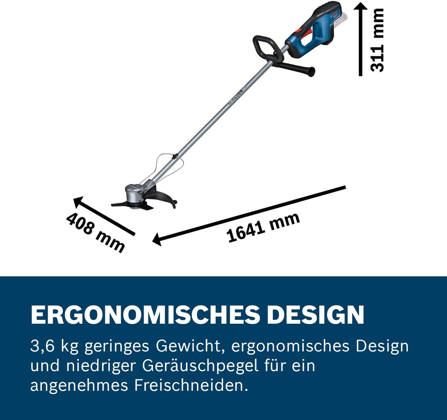 Bosch Professional 18V System Akku-Freischneider GFR 18V-23 (bürstenloser Motor, Schnittkreisdurchmesser 23 cm, 1x Fadenspuleneinheit, 1x Schultergurt, Freischneidermesser-Set, Pflanzenschutzbügel)