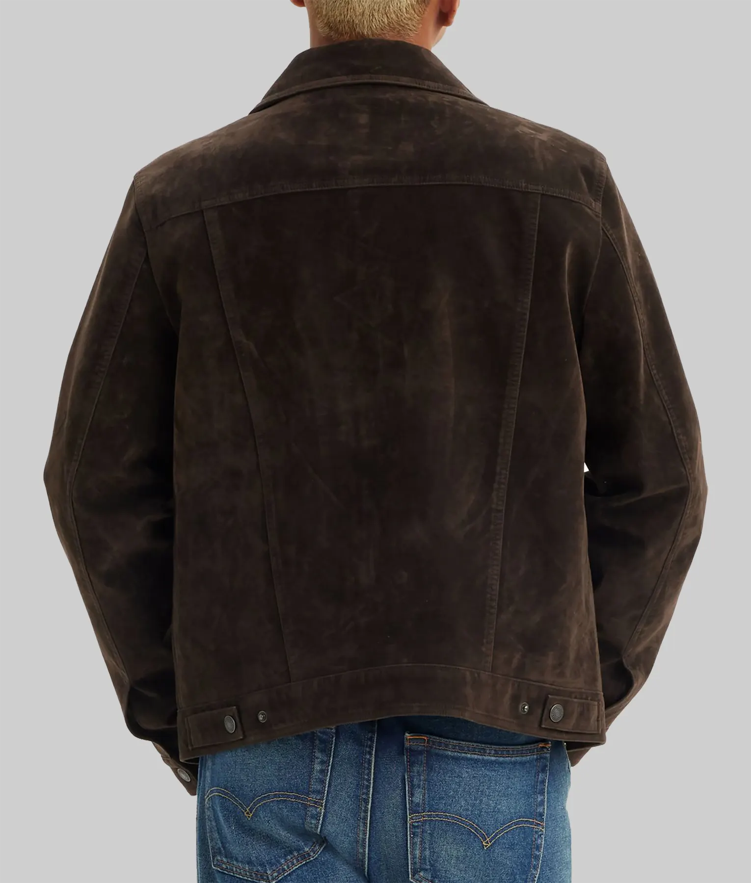 Otis Dark Brown Suede Trucker Jacket