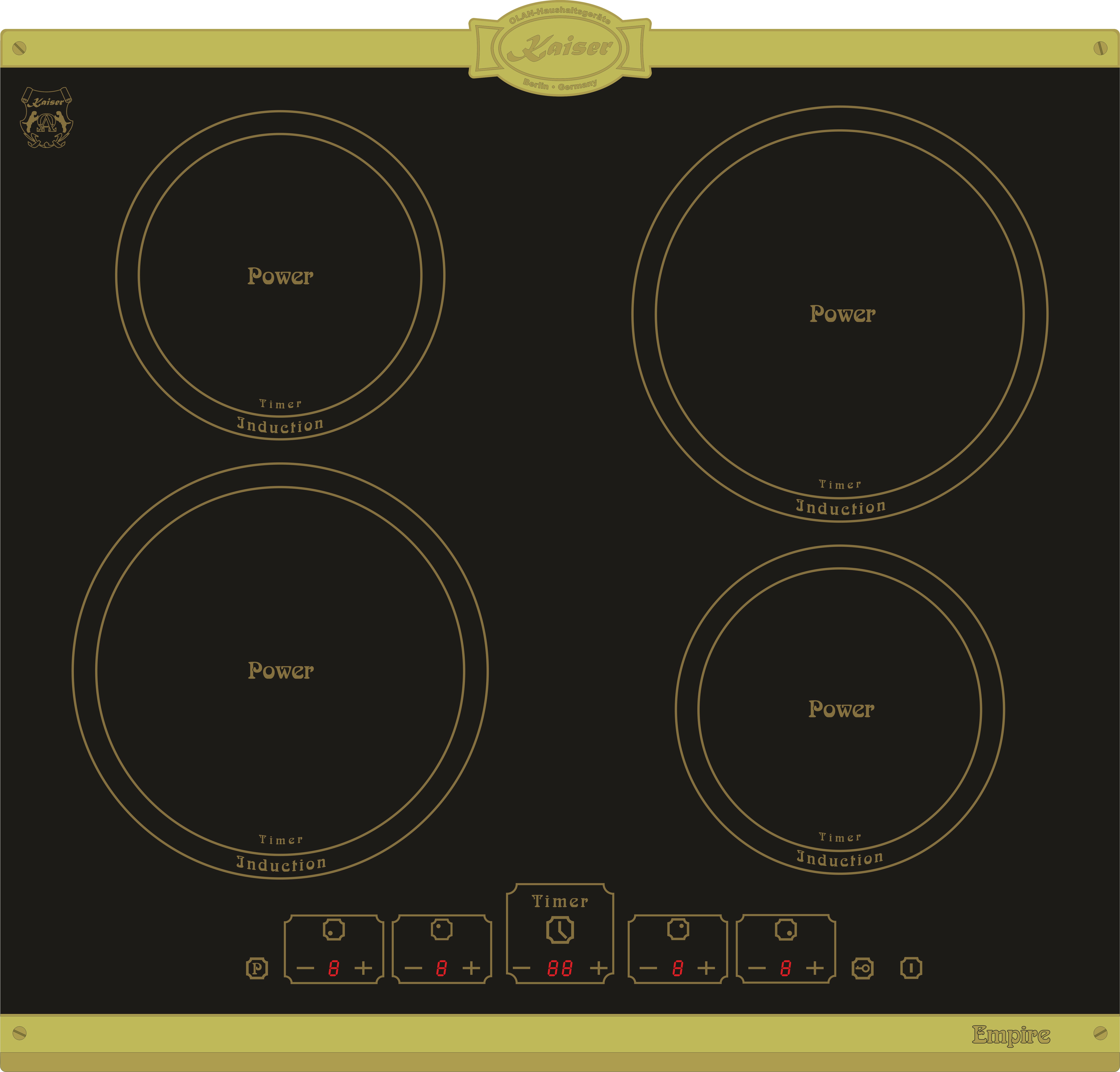 Induktions-Kochfeld Kaiser Empire Kochfeld Induktion KCT 6195 IEm Induktionskochfeld 60 cm Autark, 4 Induktions-Kochzonen mit Power-Funktion (Booster), Touch control, Timer