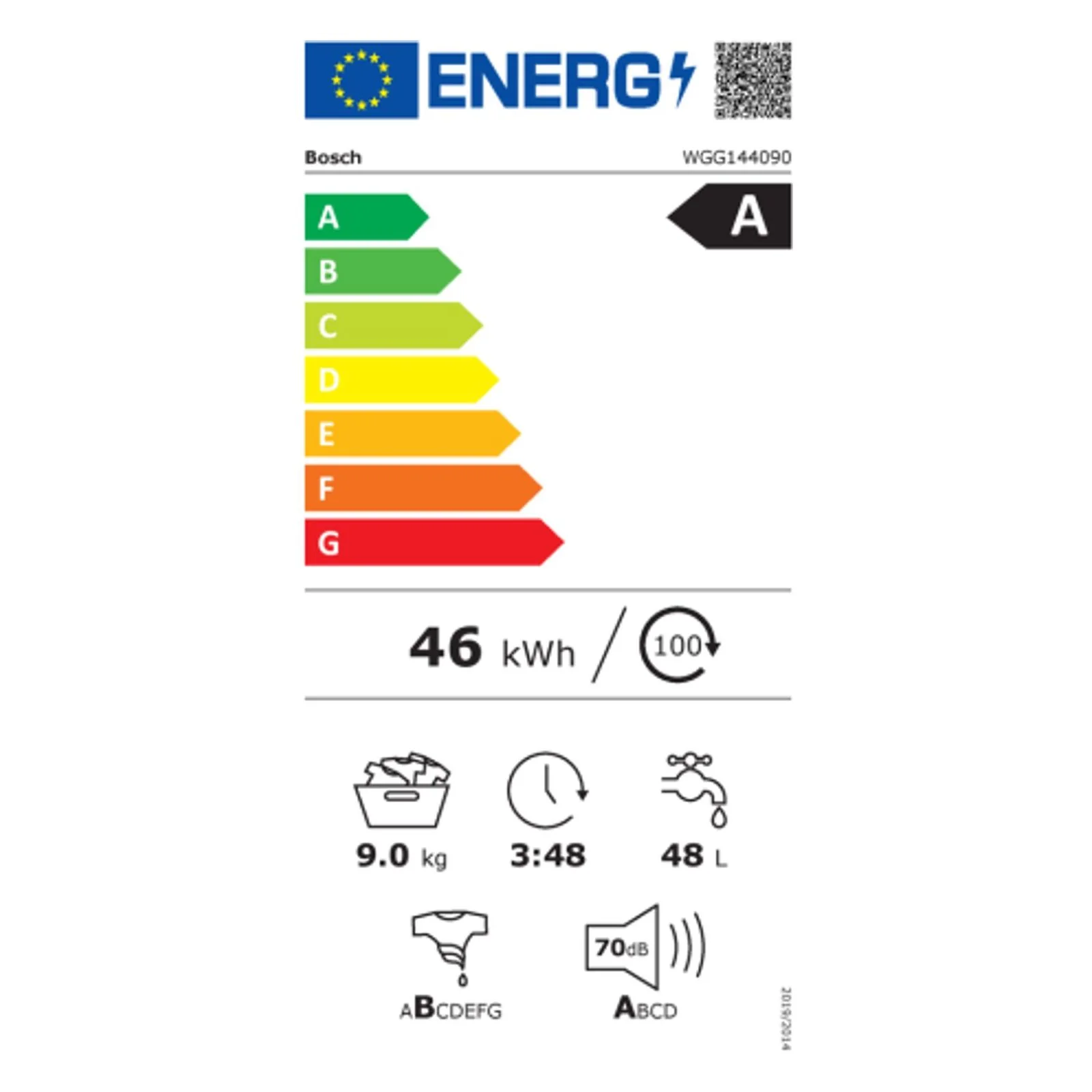 2025 Lavadora frontal Bosch Serie 6 WGG144090 Select Line 9 kg 1400 rpm – Blanca