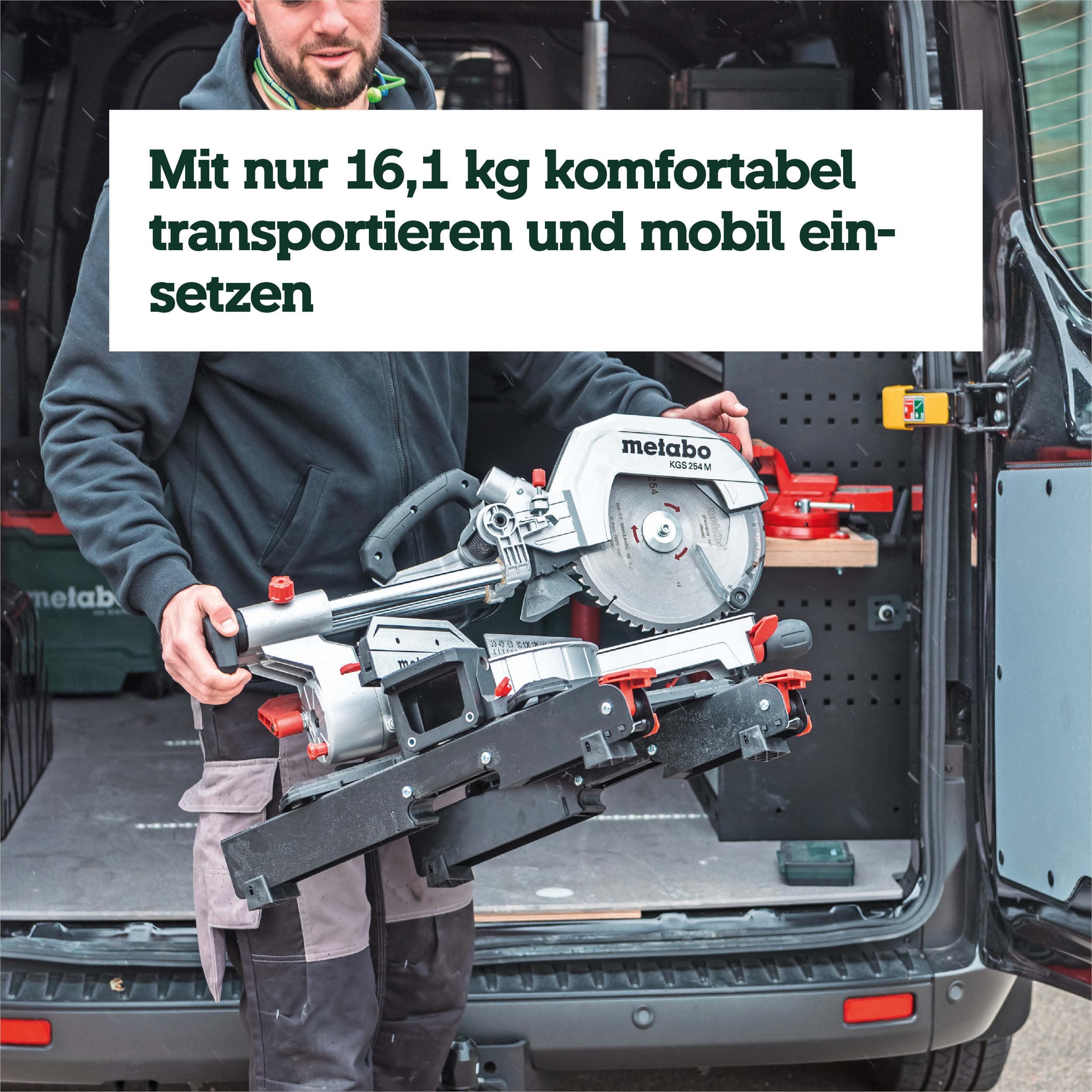 Kapp- und Gehrungssäge KGS 254 M mit Zugfunktion LED-Schnittlinienanzeige Hartmetall-Sägeblatt Tischverbreiterungen und 2. Sägeblatt