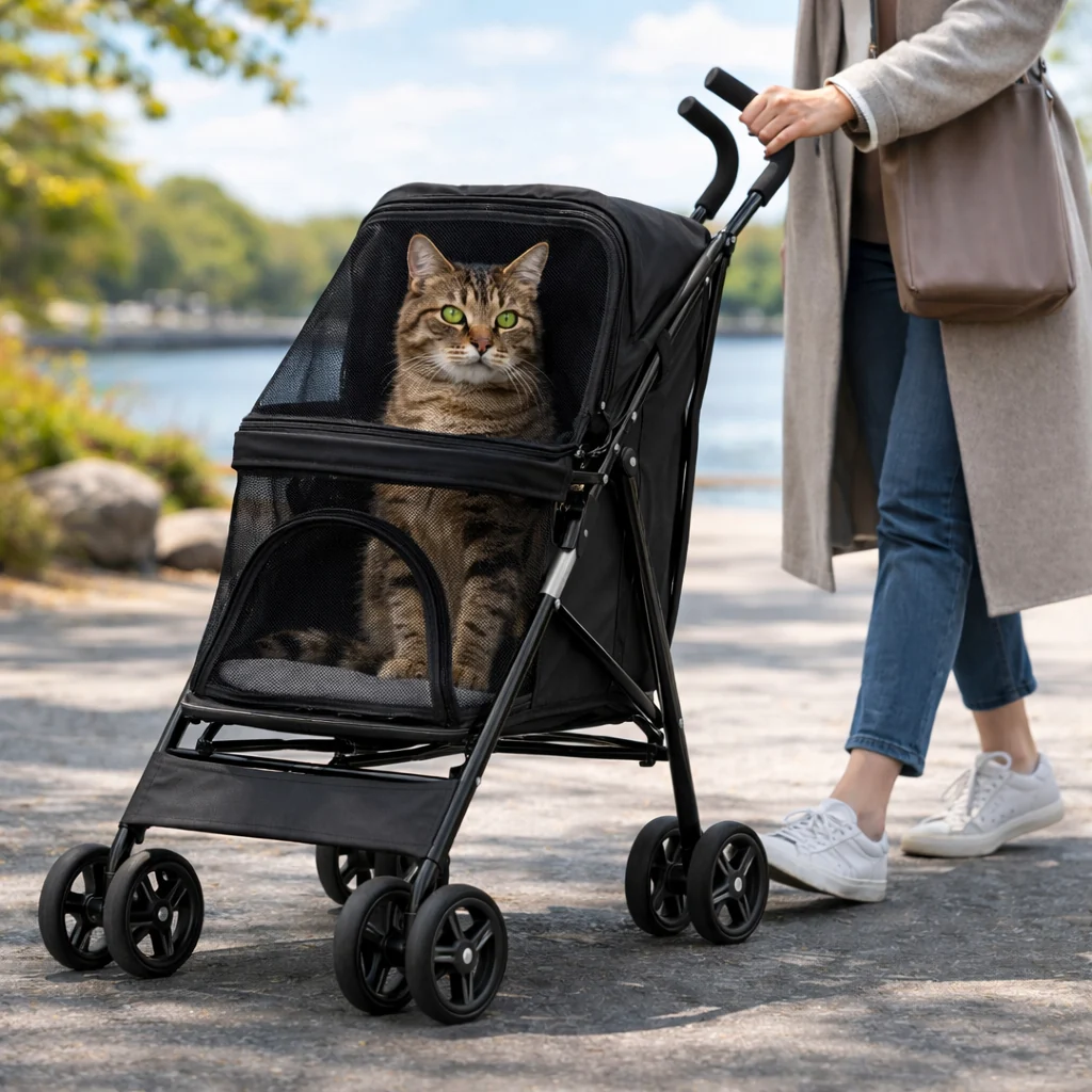 Foldable Pet Stroller �C Detachable Basket, 360�� Wheels & One-Hand Fold for Small Dogs & Cats