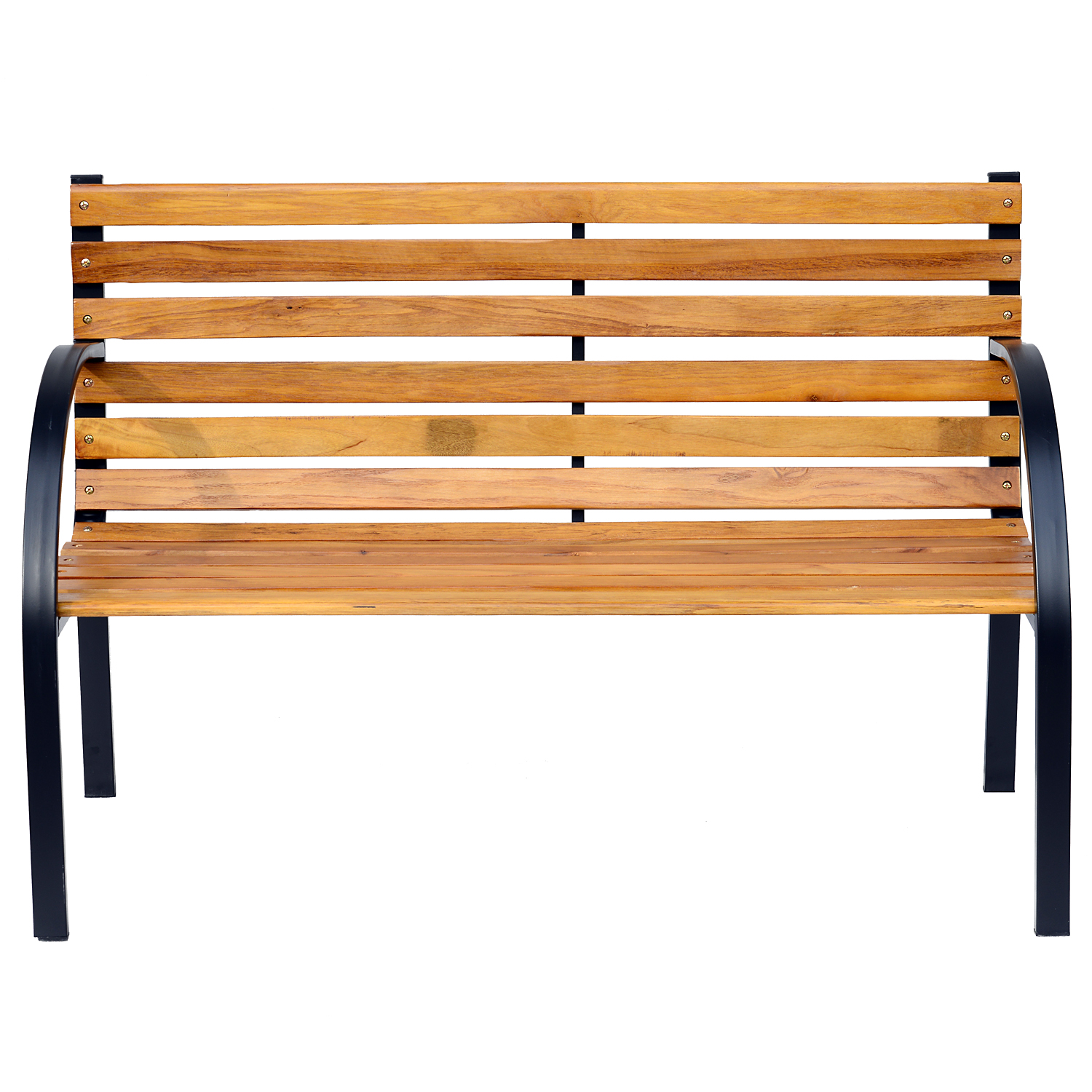 Tuinbank 2-zits zitbank parkbank tuin staal + hout naturel