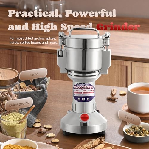 Moongiantgo Mulino Elettrico per Cereali 700g Acciaio Inossidabile, 2500W 36000RPM Motore Commerciale & Rettifica Superfine 30s, Protezione da Sovraccarico & Open Cover Stop, Per Grano, Spezie, Ecc. : Amazon.it: Casa e cucina
