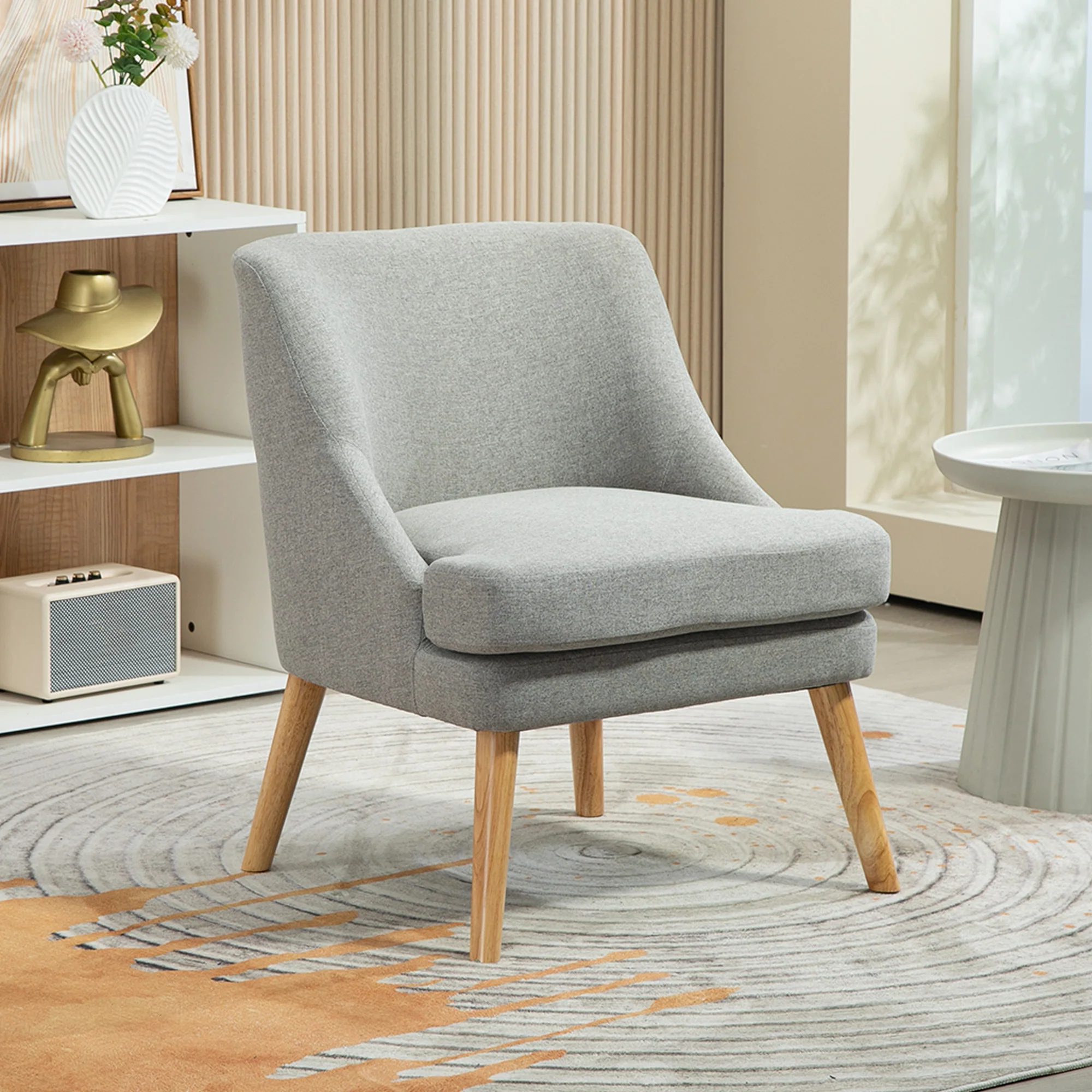 HOMCOM Polsterstuhl skandinavisches Design Loungesessel hellgrau