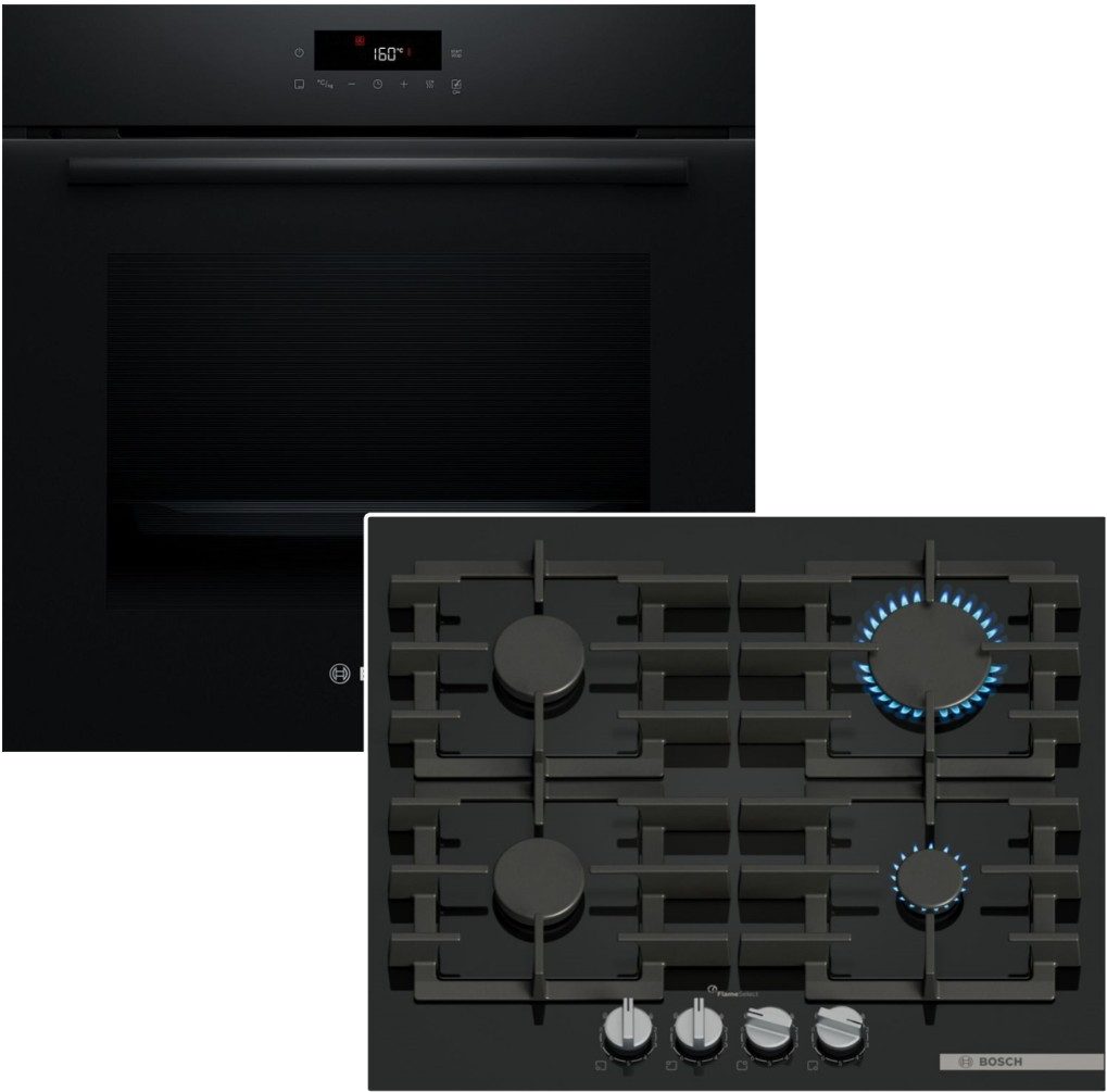 Backofen-Set Pyrolyse 3D-Heißluft + Gaskochfeld mit FlameSelect Rahmenlos