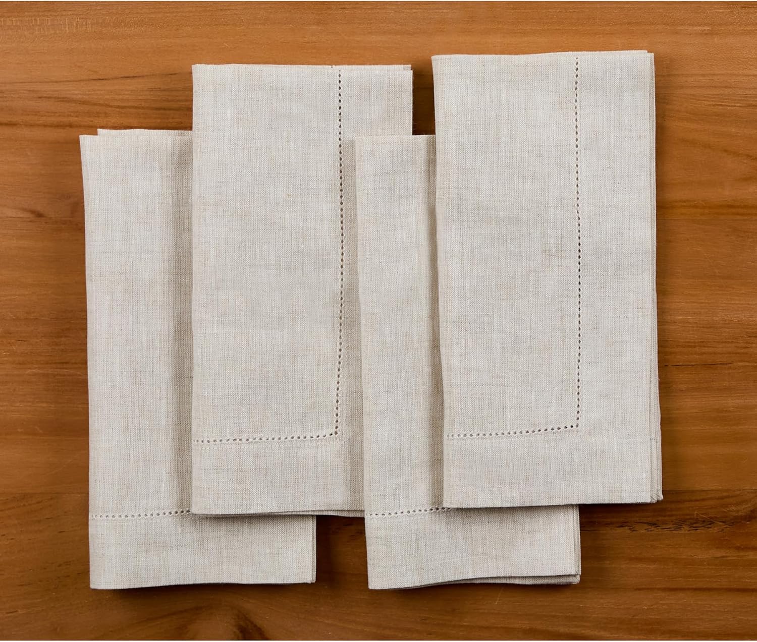 Solino Home Linen Dinner Napkins and Tablecloth 60 x 120 Inch - 100% Pure Linen Cloth Fabric Classic Hemstitch - Handcrafted from European Flax and Machine Washable