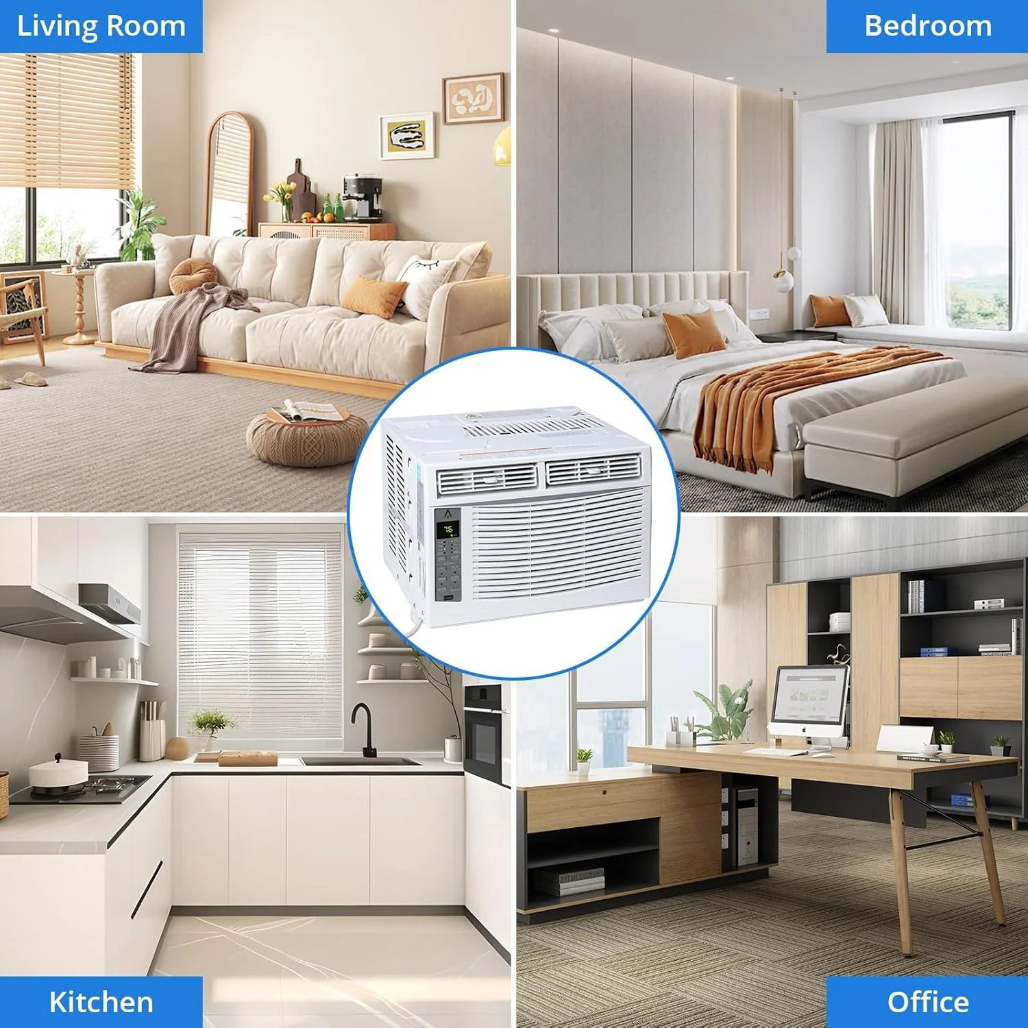 GAOMON Smart 6000 BTU Window Air Conditioner �C WiFi-Enabled AC with Remote & App Control, Timer, Sleep Mode, Easy Install Kit, Cools Rooms Up to 350 Sq. Ft, 115V, White