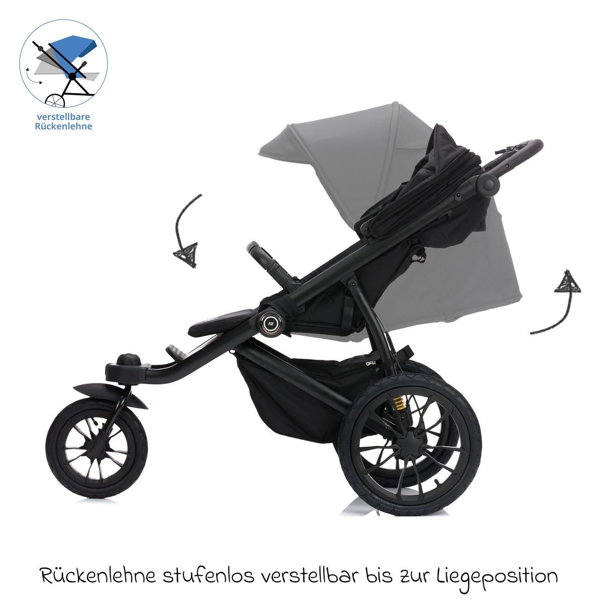Kombi-Kinderwagen Run - Schwarz Melange
