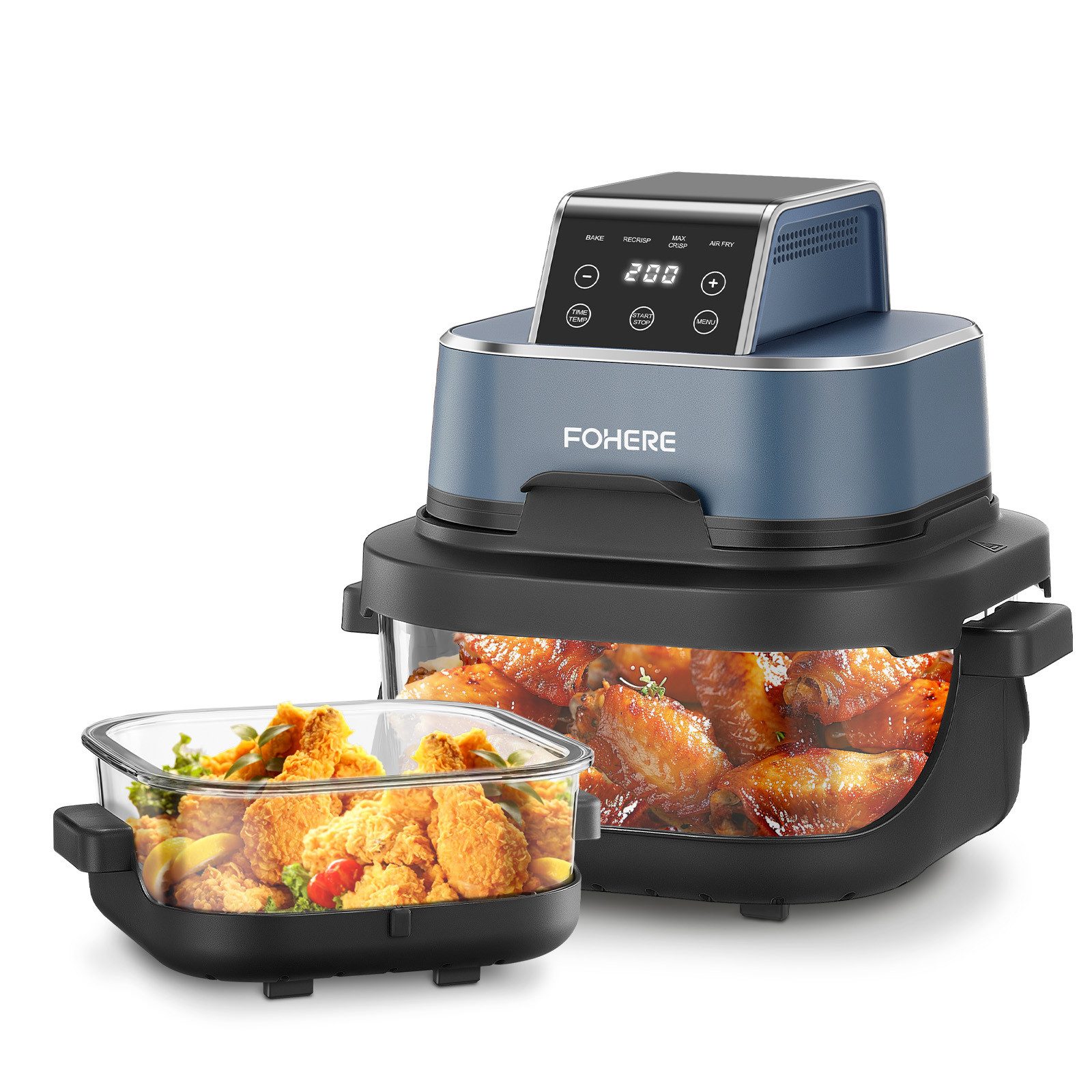 Heißluftfritteuse Tragbare Heißluftfritteuse, 4-in-1 Heißluftfrittieren für Bake, Recrisp, Max Crisp, Airfryer