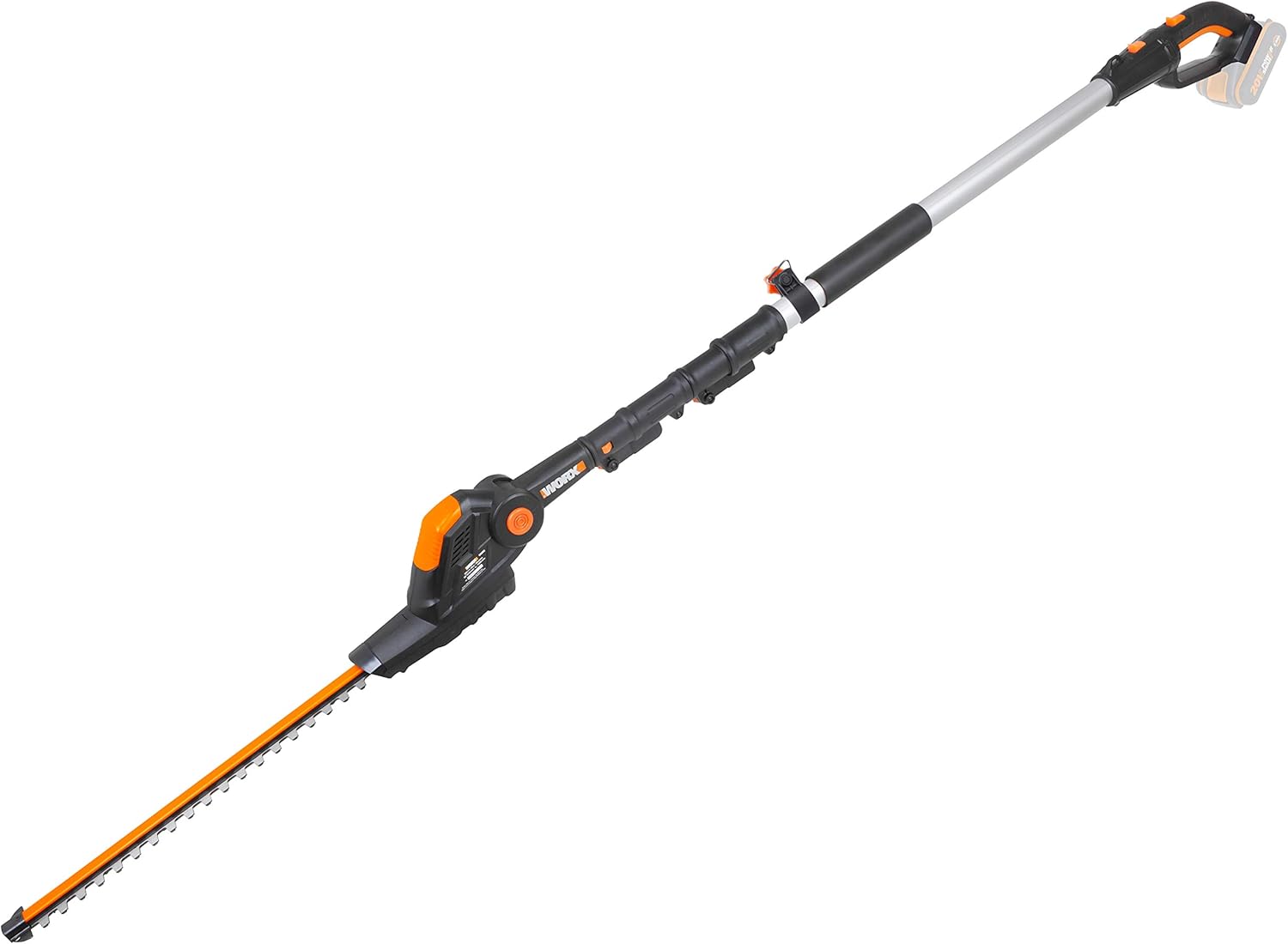 WORX WG252E.9 Akku Teleskop Heckenschere - 45cm Schnittbreite - 10-Fach Verstellbarer Teleskopstiel bis 3,20 Meter Hhe - PowerShare kompatibel - Ohne Akku & Ladegert