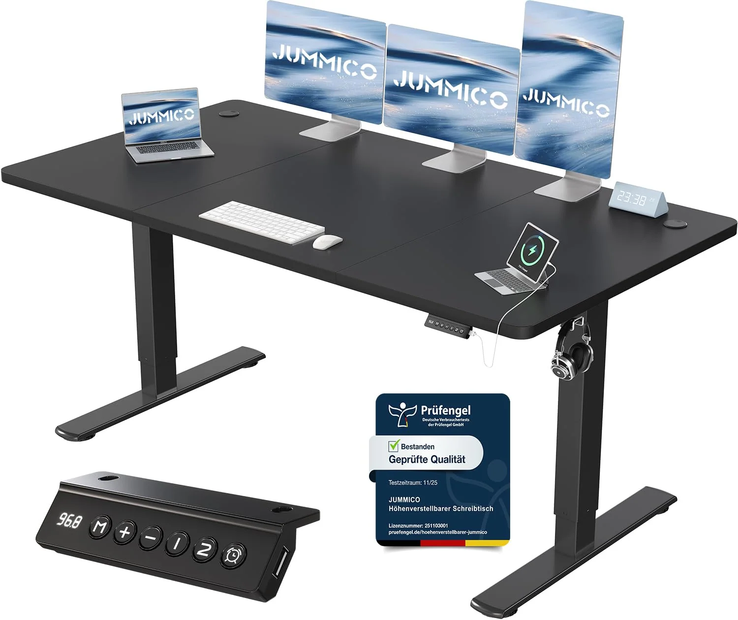JUMMICO Elektrisch höhenverstellbarer Schreibtisch mit USB-Anschluss